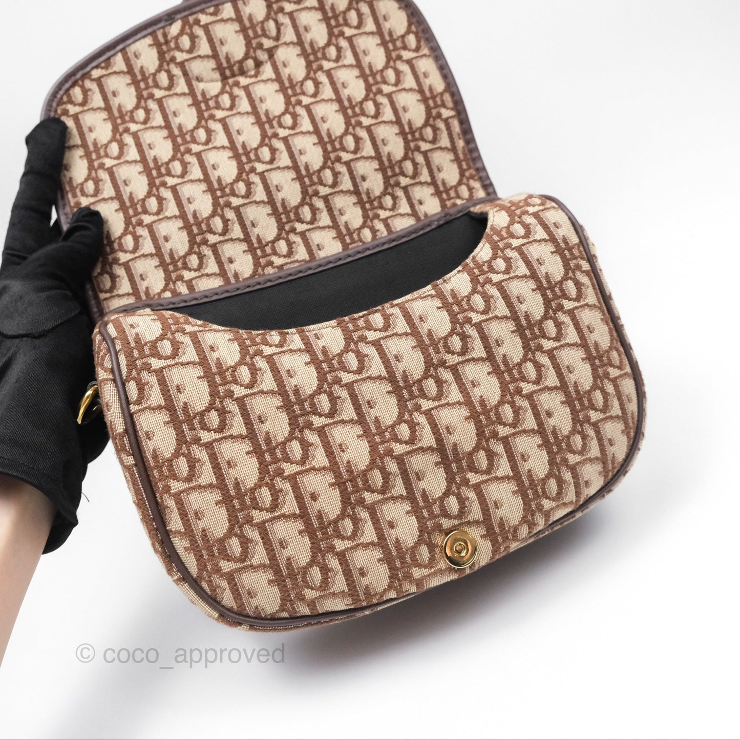 Dior Medium Bobby Bag Brown Oblique Jacquard Canvas Gold Hardware
