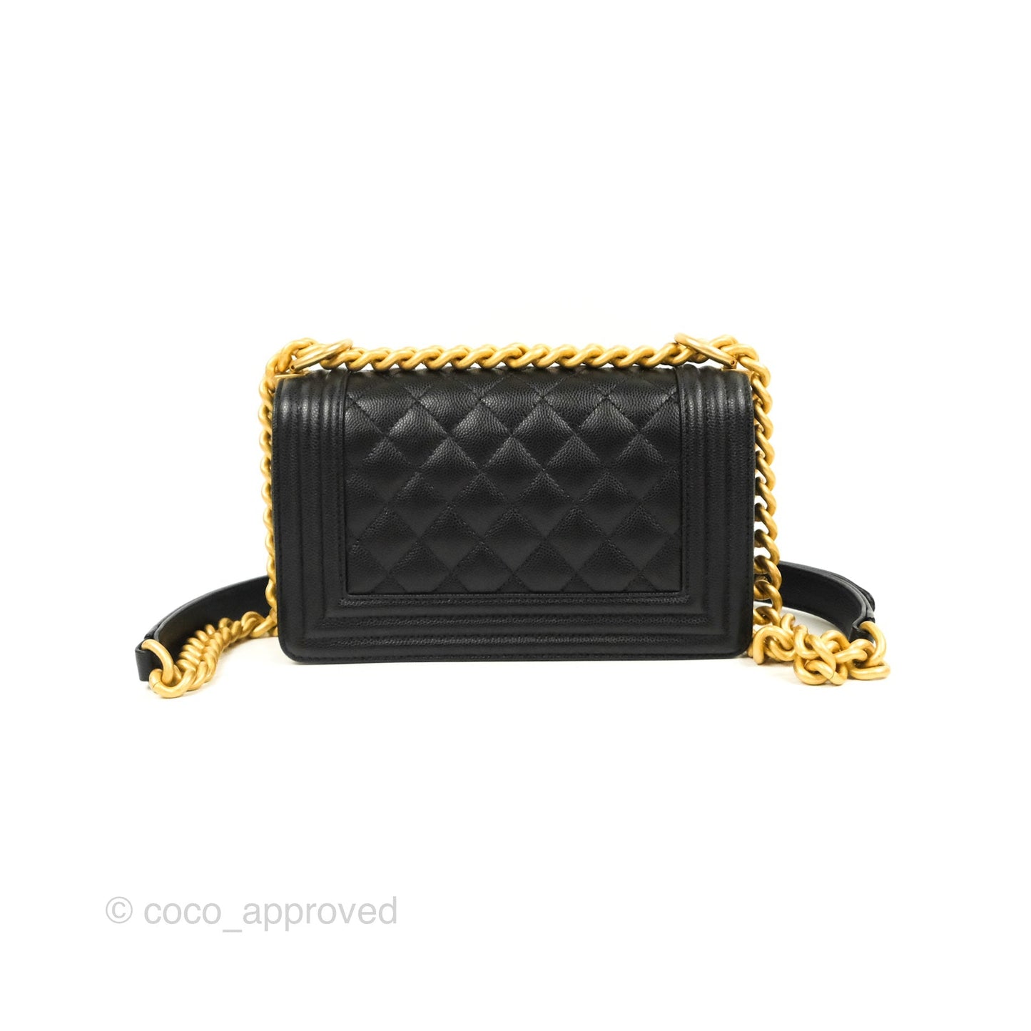 Chanel Small Boy Black Caviar Aged Gold Hardware