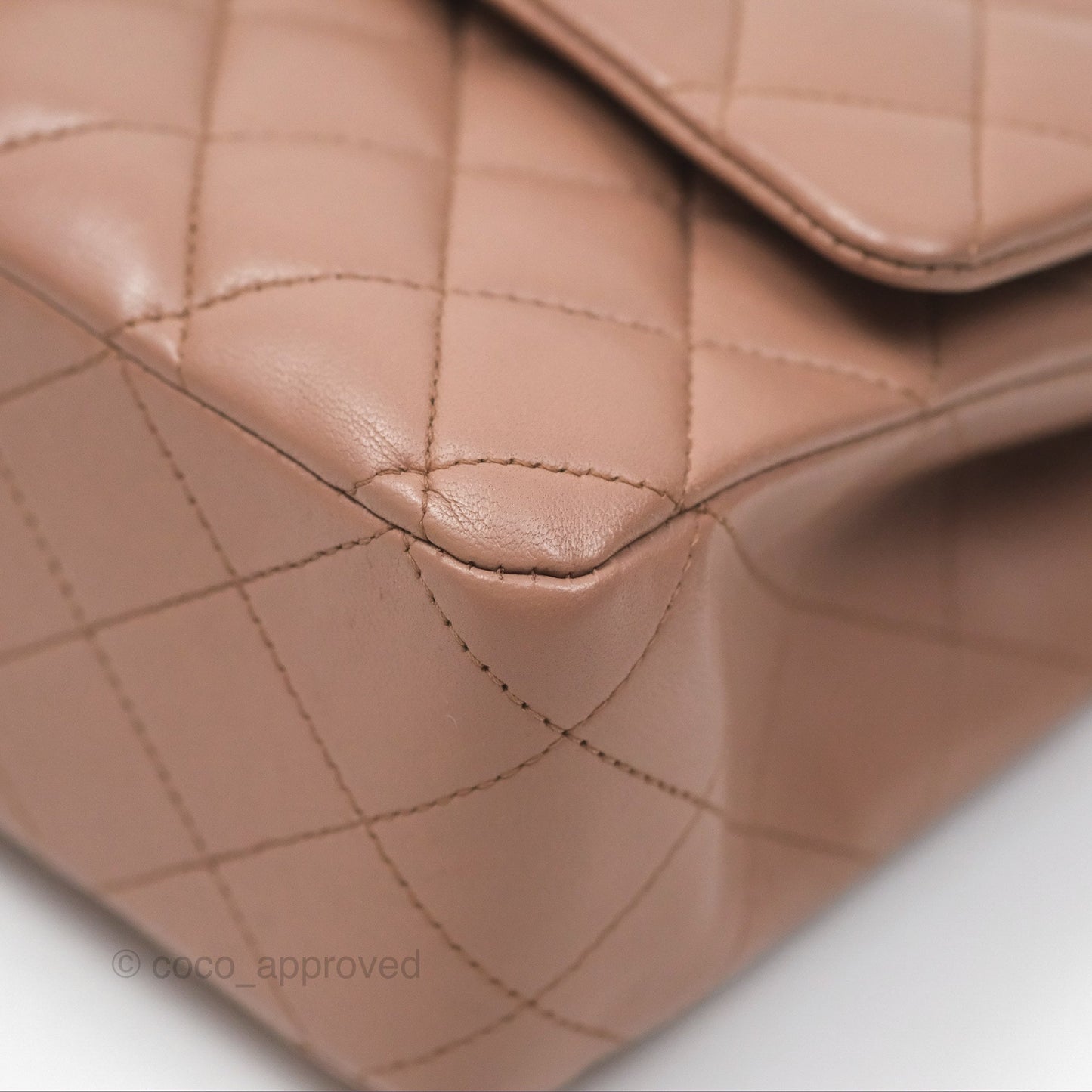 Chanel Classic M/L Medium Flap Quilted Dark Beige Lambskin Gold Hardware