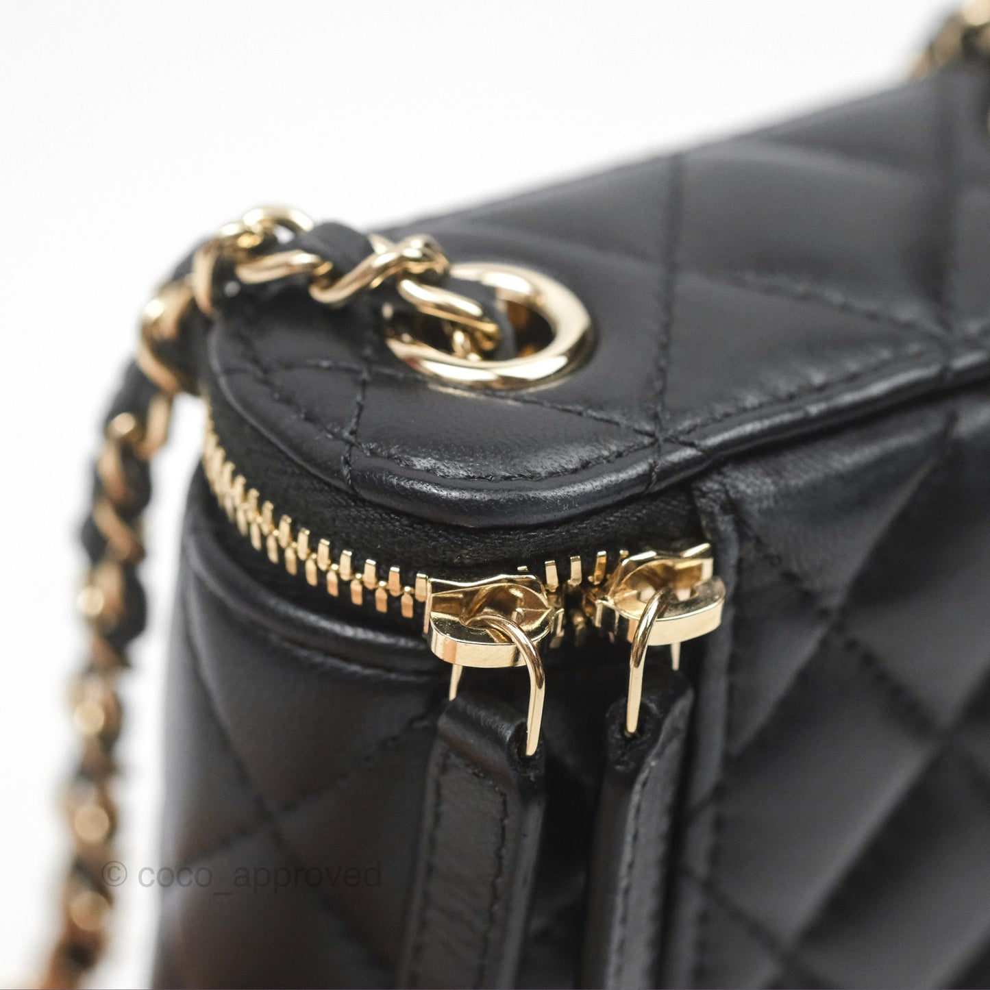 Chanel Classic Mini Vanity With Chain Black Lambskin Gold Hardware