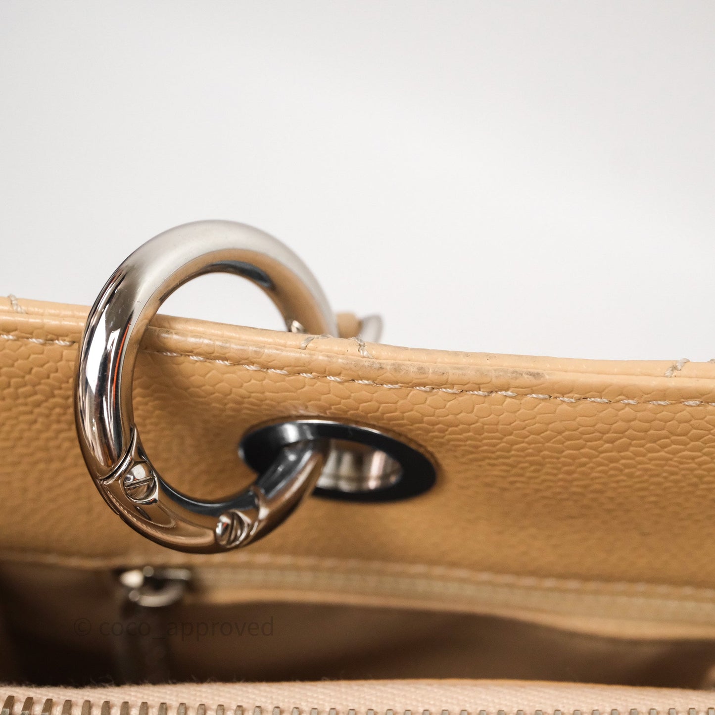 Chanel GST Beige Caviar Silver Hardware