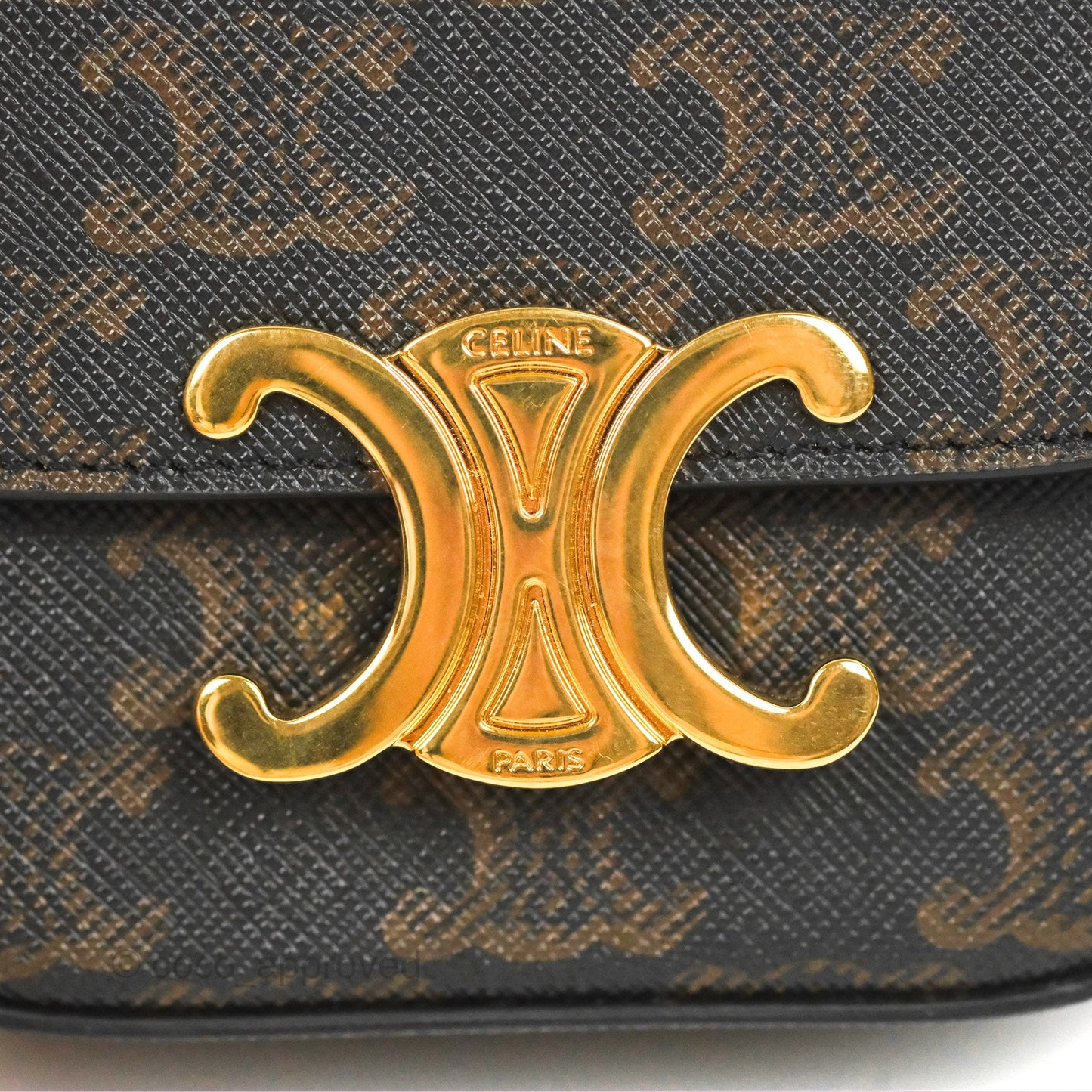 Celine Tan Canvas Calfskin Mini Triomphe