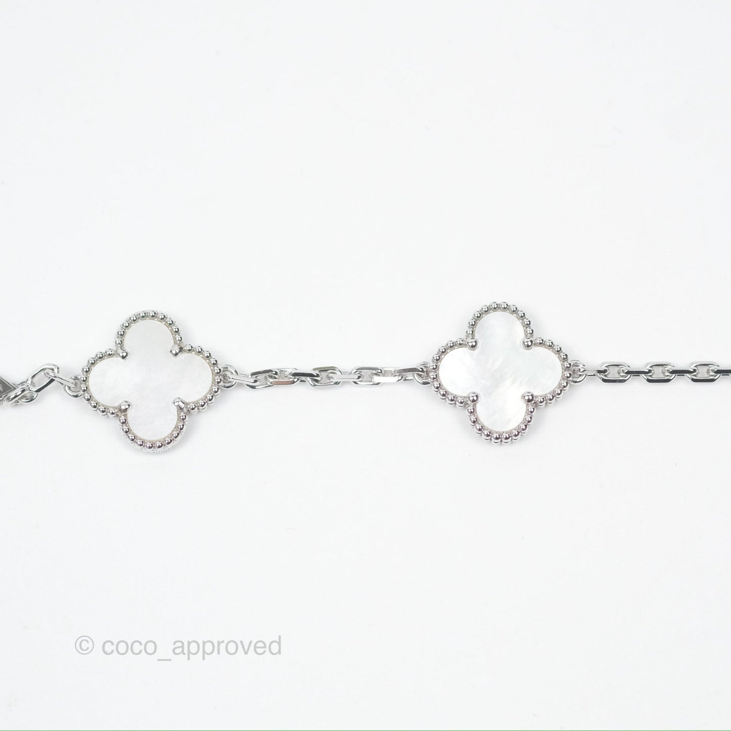 Van Cleef & Arpels Vintage Alhambra 5 Motifs White Mother-of-pearl White Gold Bracelet