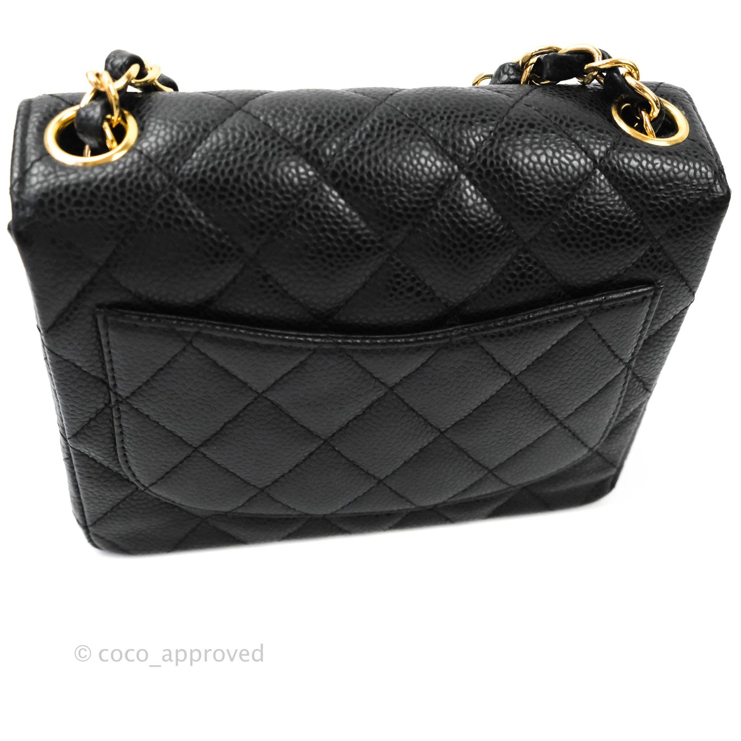 Chanel Quilted Vintage Mini Square Flap Black Caviar 24K Gold Hardware