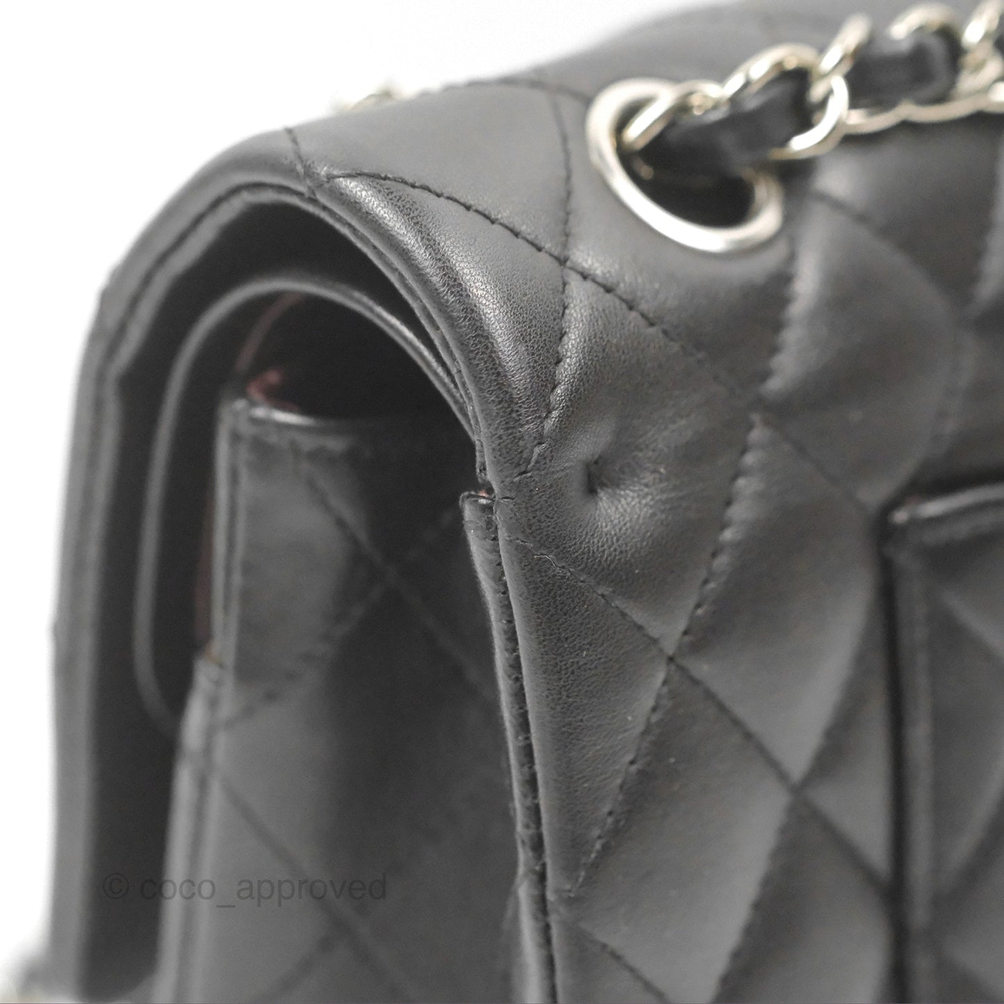 Chanel Classic M/L Medium Flap Quilted Black Lambskin Silver Hardware