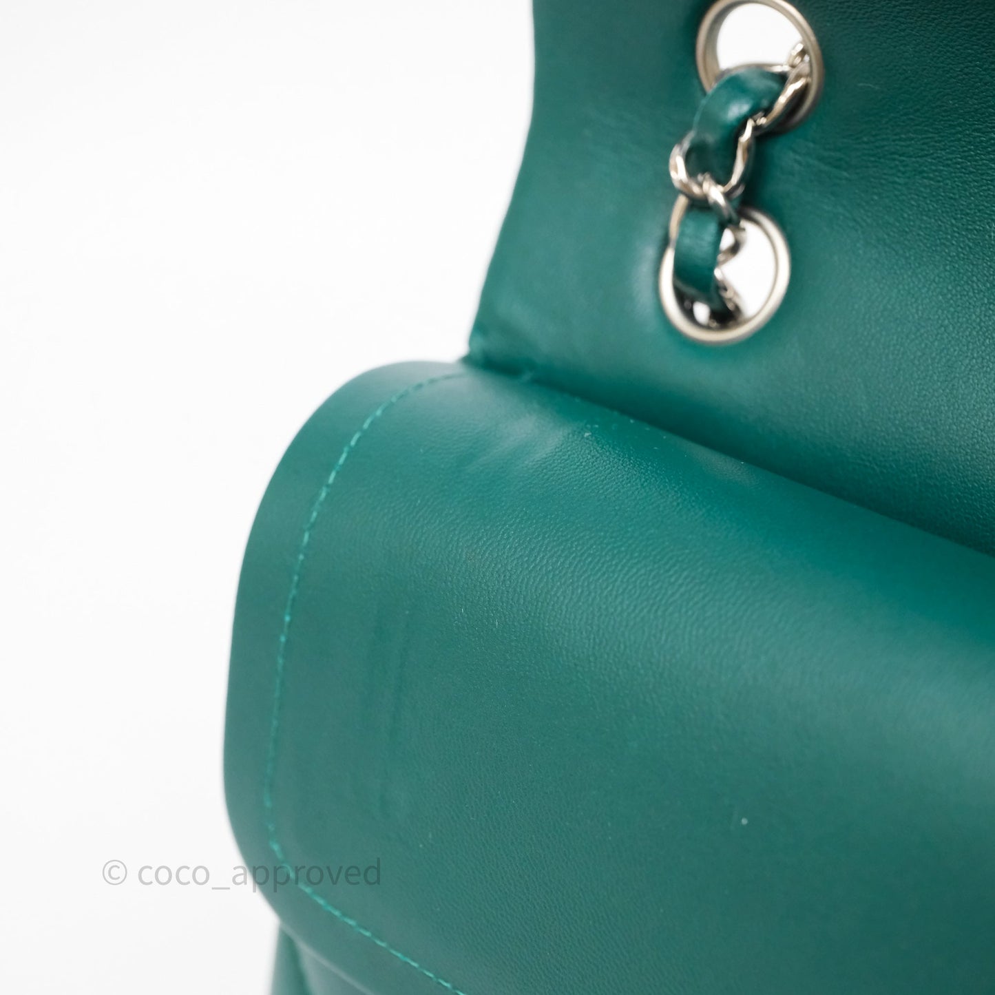 Chanel Medium Classic Flap Quilted Dark Green Lambskin Silver Hardware