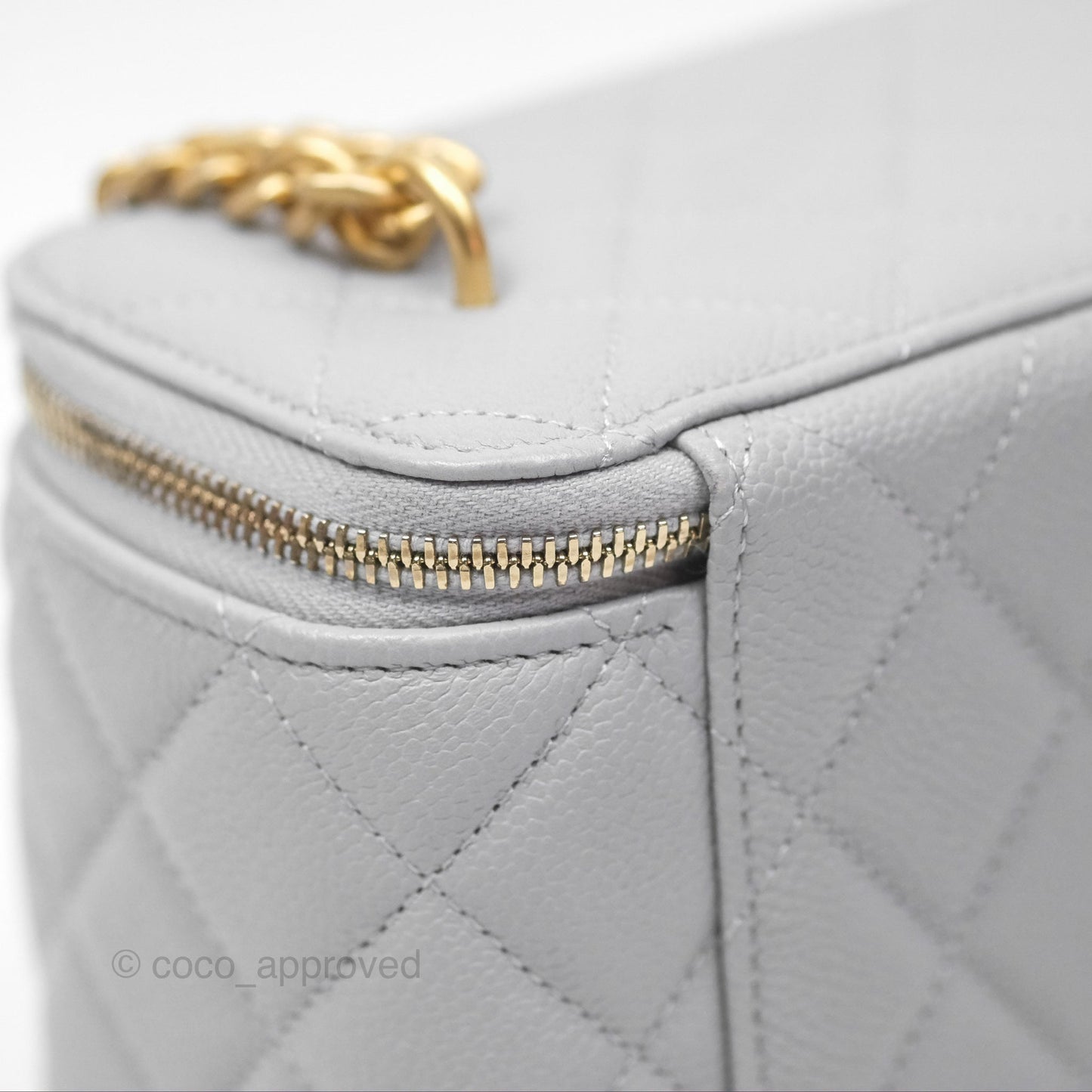 Chanel Vanity with Heart Adjustable Chain Grey Caviar Aged Gold Hardware
