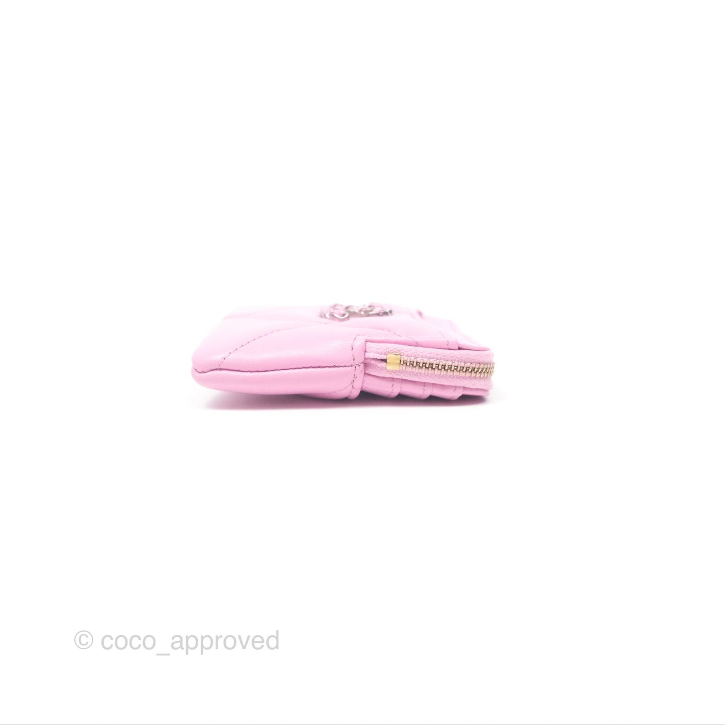 Chanel Quilted 19 Zip Card Holder Wallet Pink Lambskin