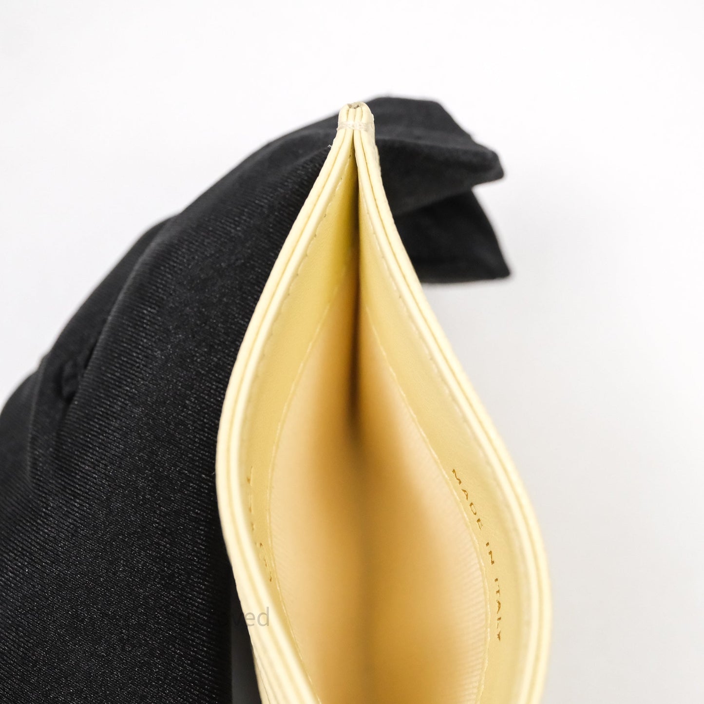 Chanel Quilted Card Holder Yellow Caviar Gold Hardware