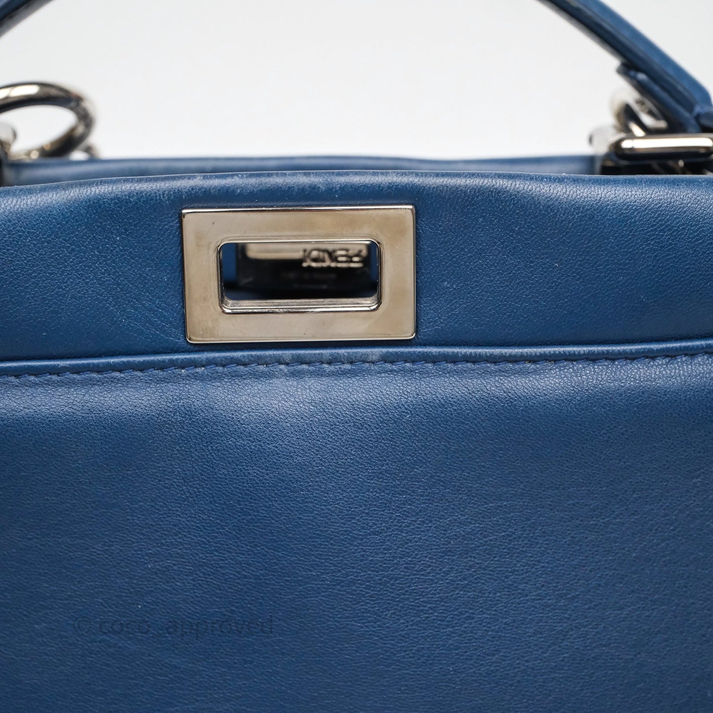 Fendi Nappa Mini Peekaboo Bag Blue Silver Hardware
