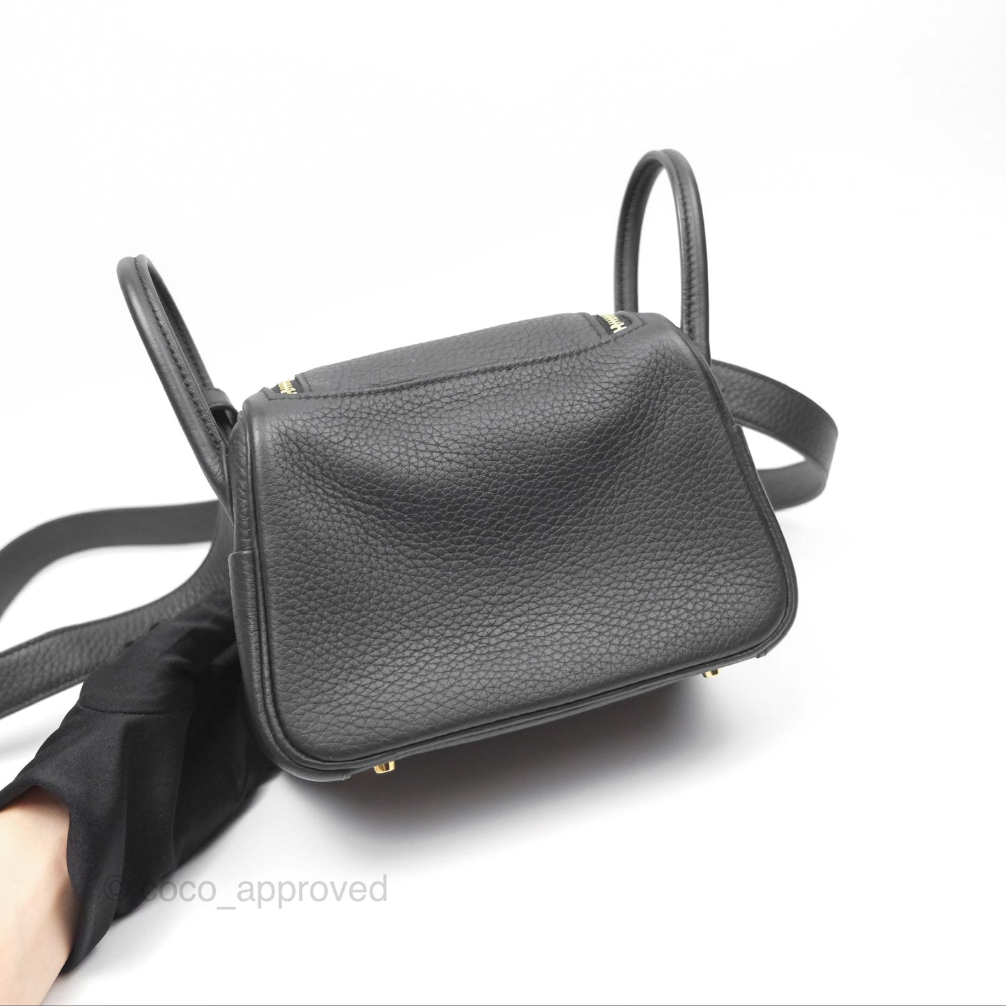 Hermès Mini Lindy 20 Noir 89 Clemence Gold Hardware