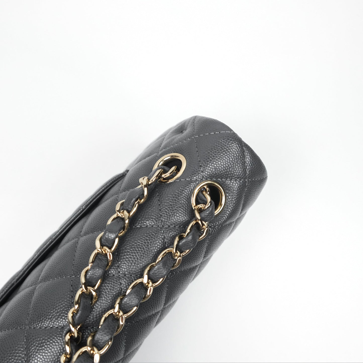 Chanel Classic M/L Medium Flap Quilted Dark Grey Caviar Gold Hardware