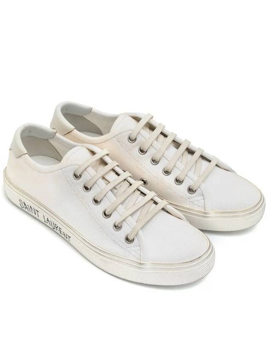 Luxury Saint Laurent Women's Malibu Canvas Low Top Sneakers White