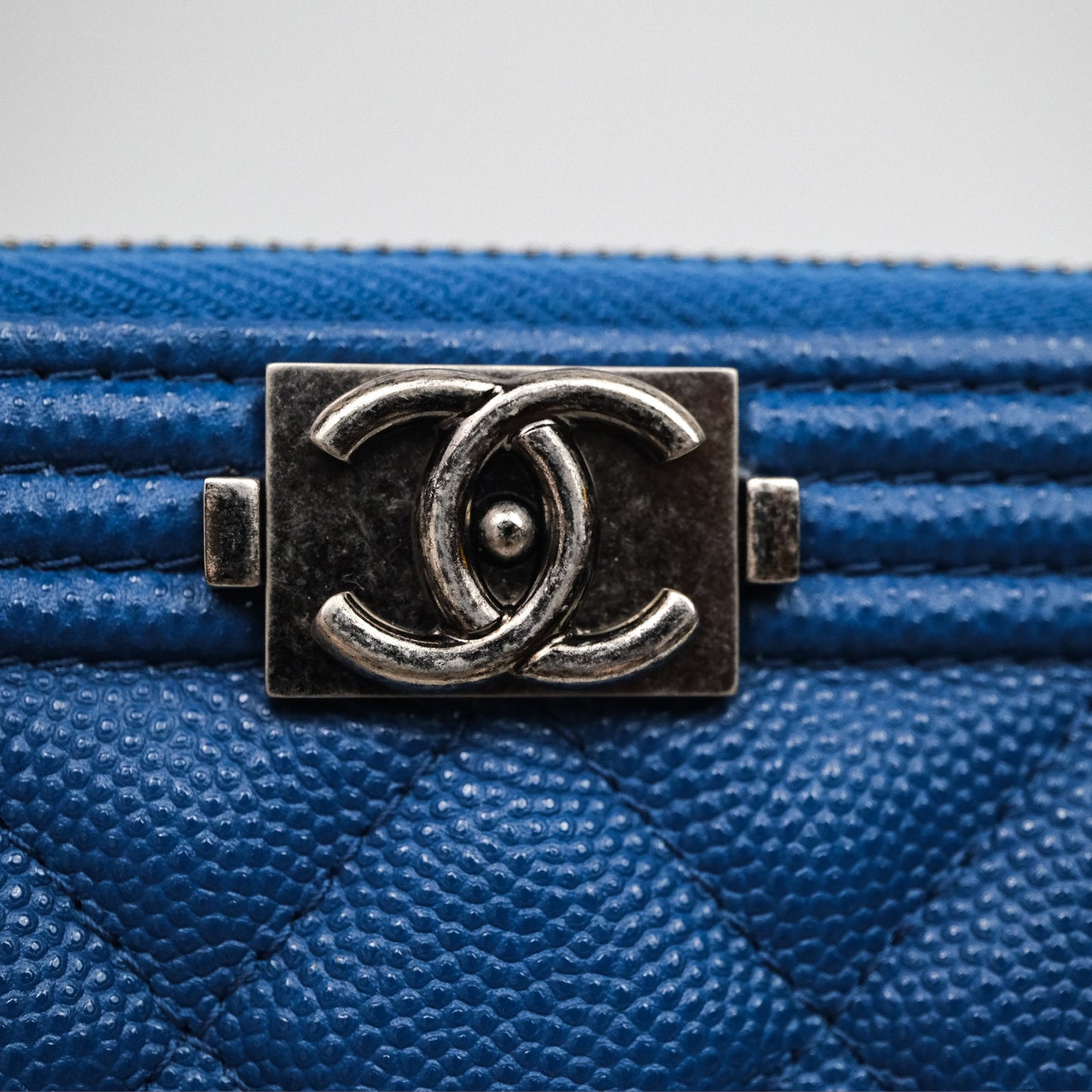 Chanel Large O Case Boy Blue Caviar Ruthenium Hardware