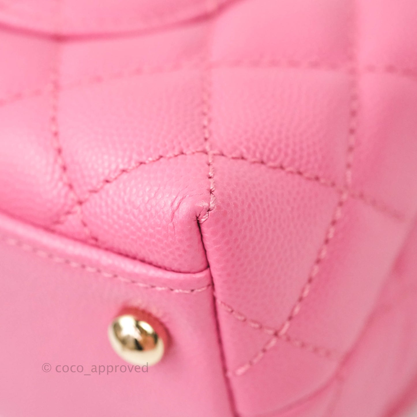 Chanel Extra Mini Coco Handle Quilted Pink Caviar Lizard Embossed Handle Gold Hardware