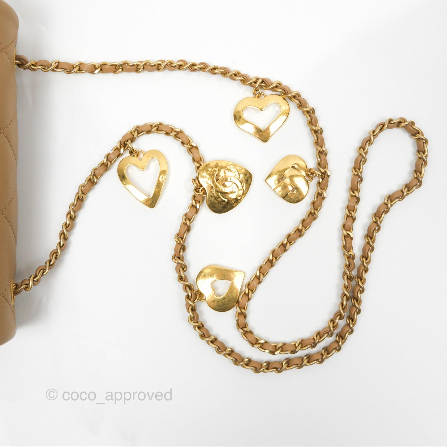 Chanel Mini Flap Bag With Heart CC Charm Dark Beige Lambskin Aged Gold Hardware