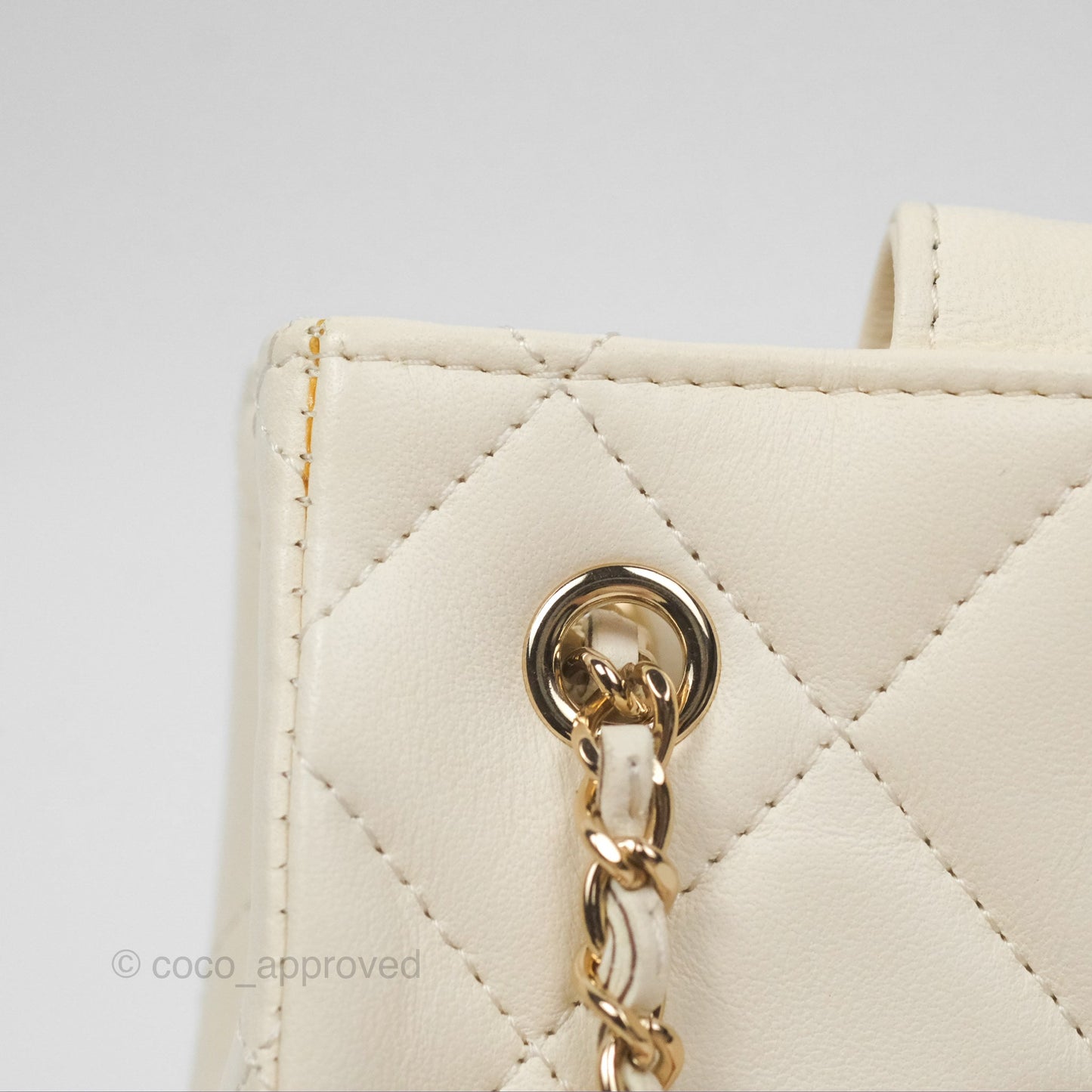 Chanel Mini Square Clutch with Chain Ivory Lambskin Gold Hardware 22C