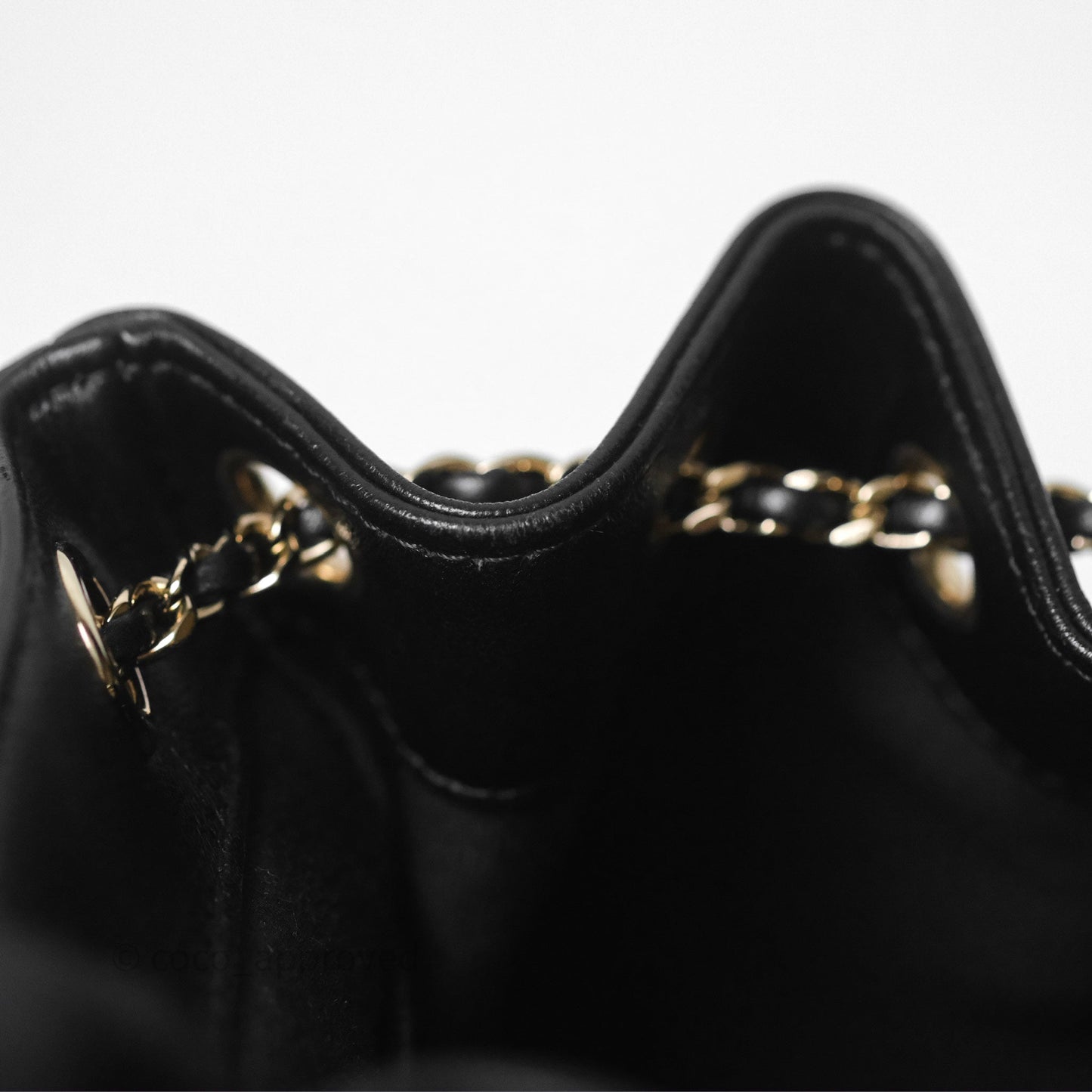 Chanel Small Duma Drawstring Backpack Black Lambskin Gold Hardware