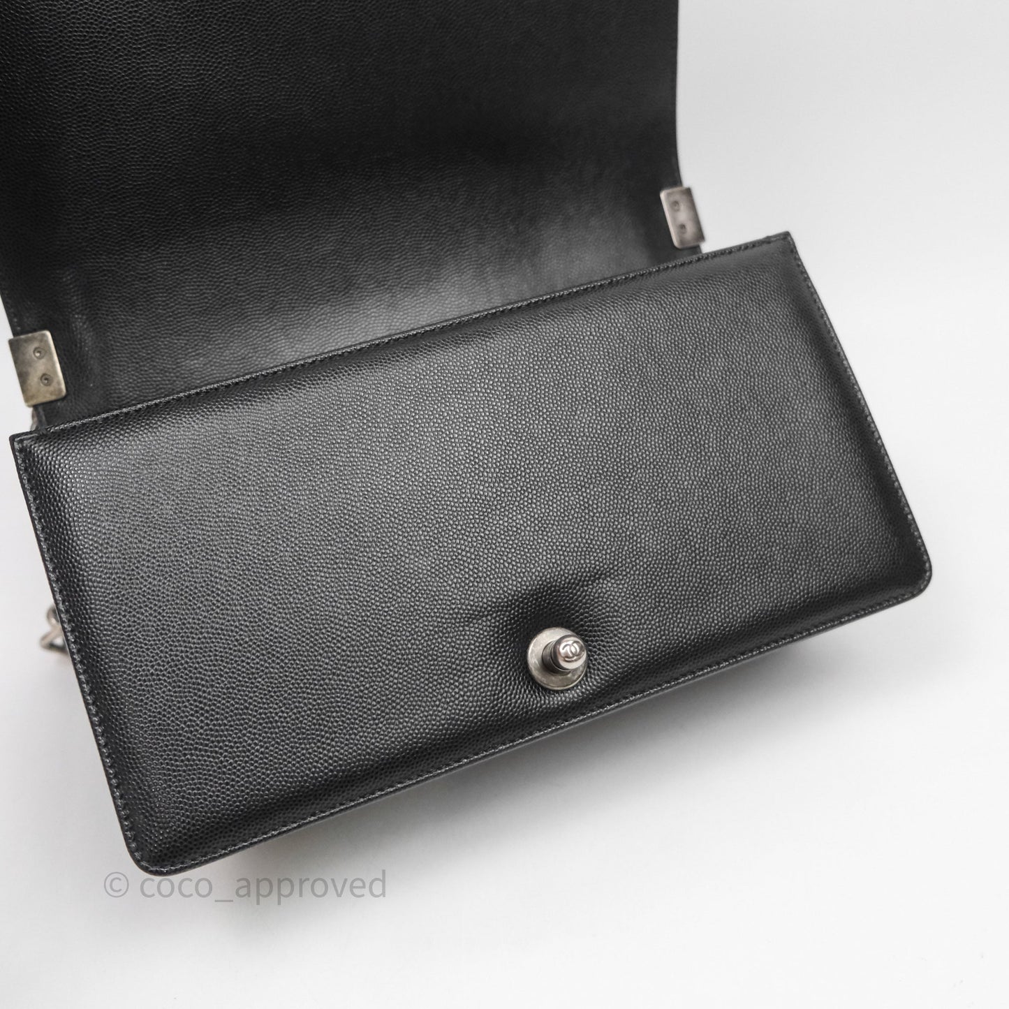 Chanel Quilted Medium Boy Black Caviar Ruthenium Hardware