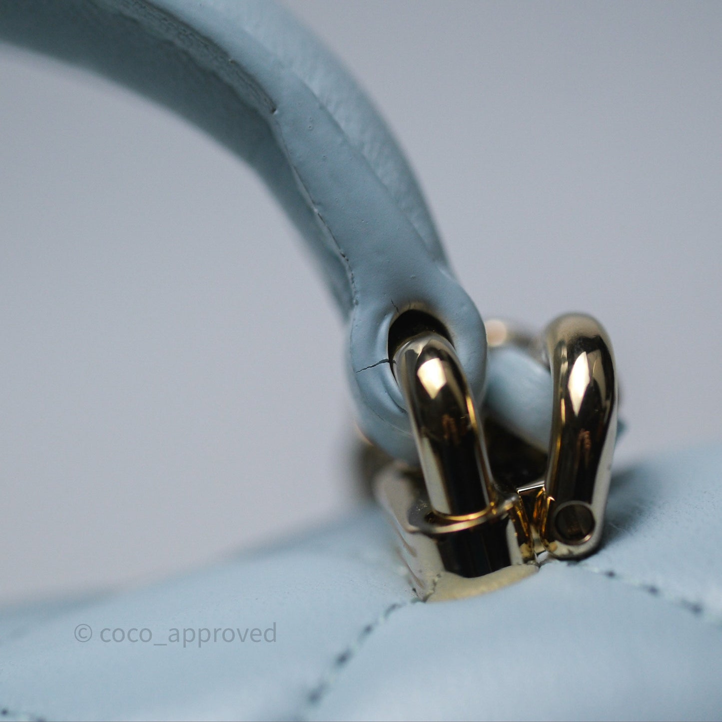 Chanel Top Handle Mini Rectangular Flap Light Blue Lambskin Gold Hardware