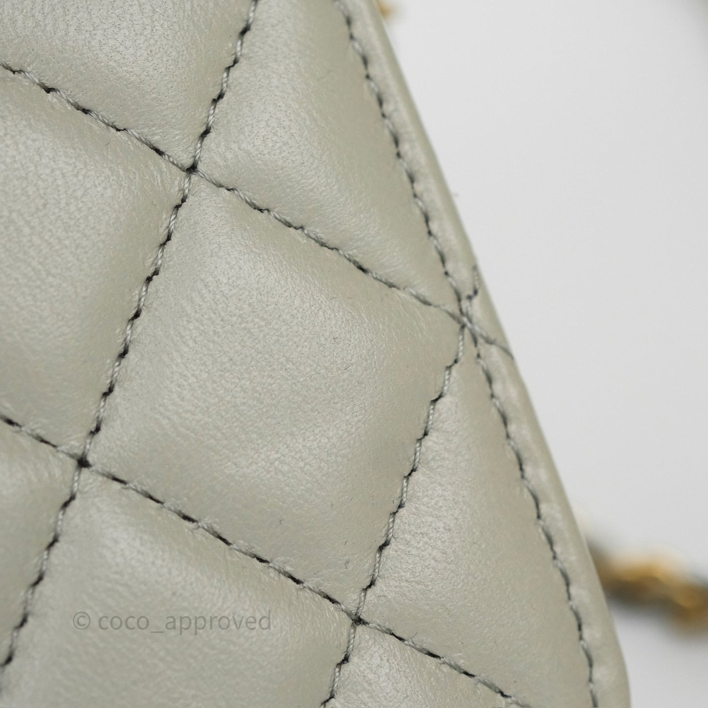 Chanel Pearl Crush Mini Clutch Belt Bag Grey Lambskin Aged Gold Hardware
