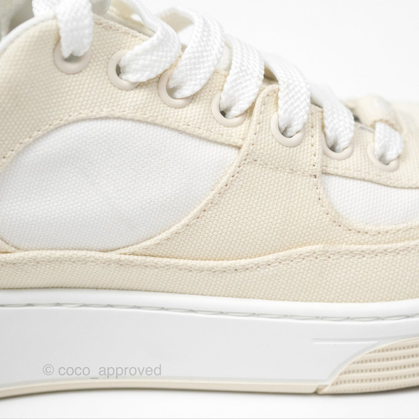 Chanel Ivory Beige White Sneakers Size 37.5