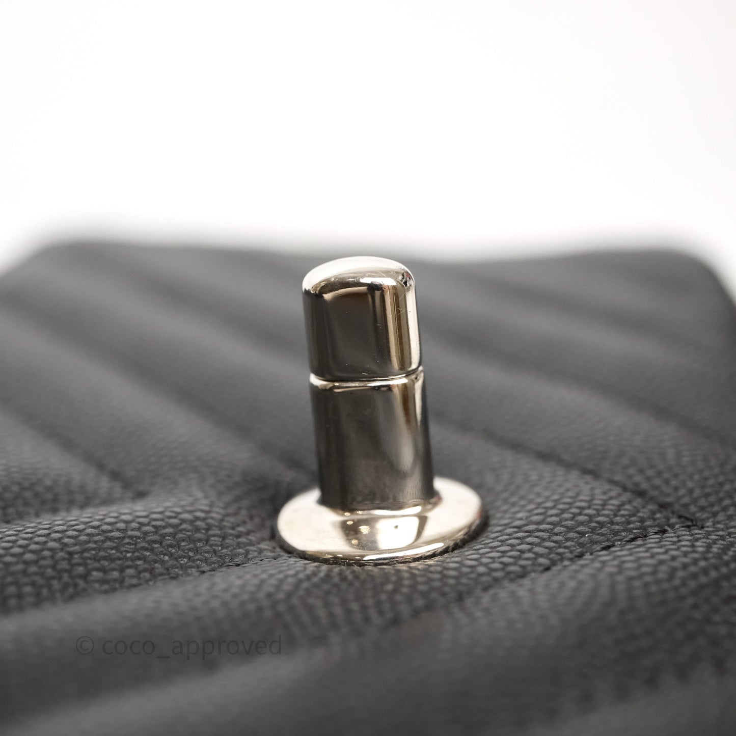 Chanel Mini Rectangular Flap Chevron Black Caviar Silver Hardware