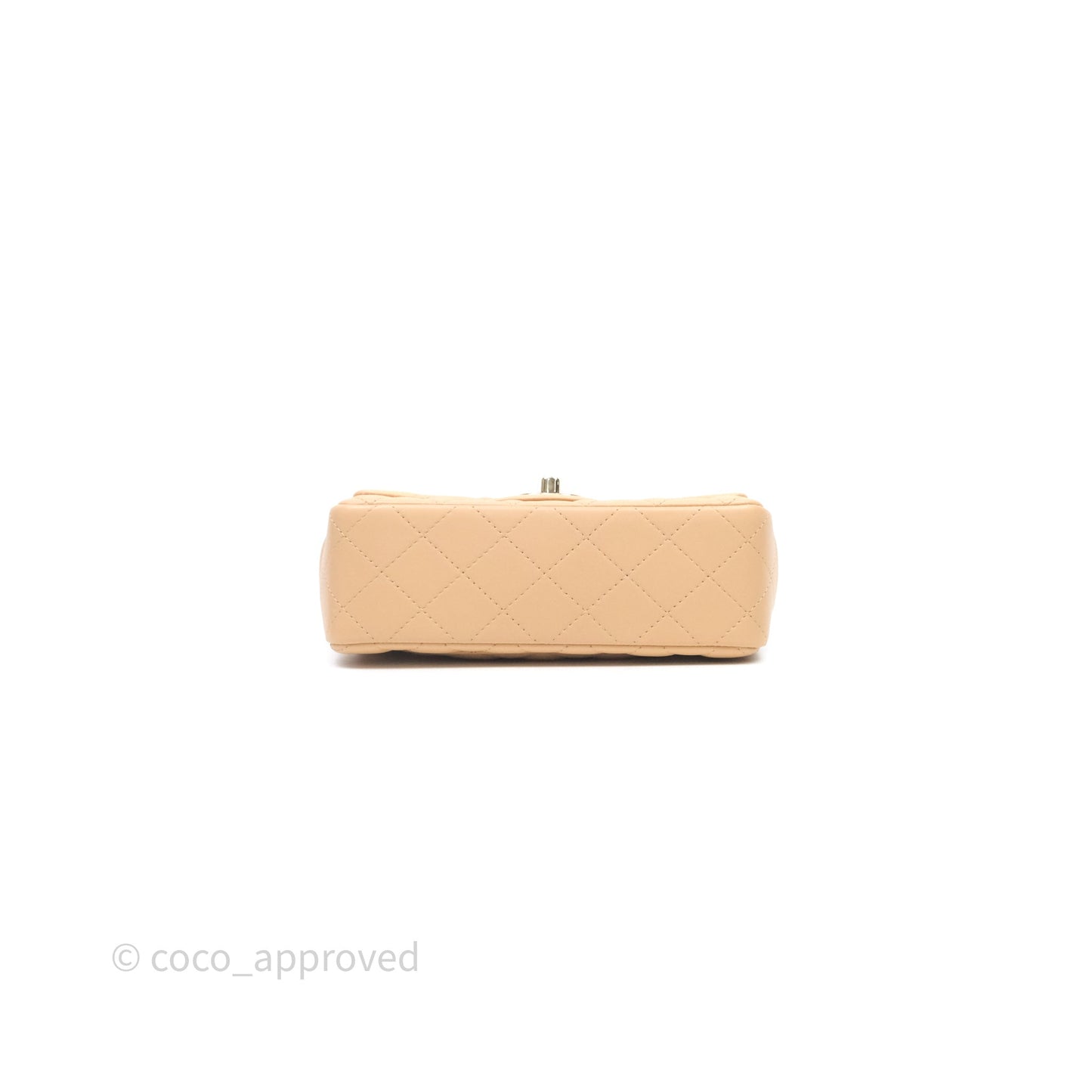 Chanel Mini Rectangular Quilted Beige Lambskin Light Gold Hardware