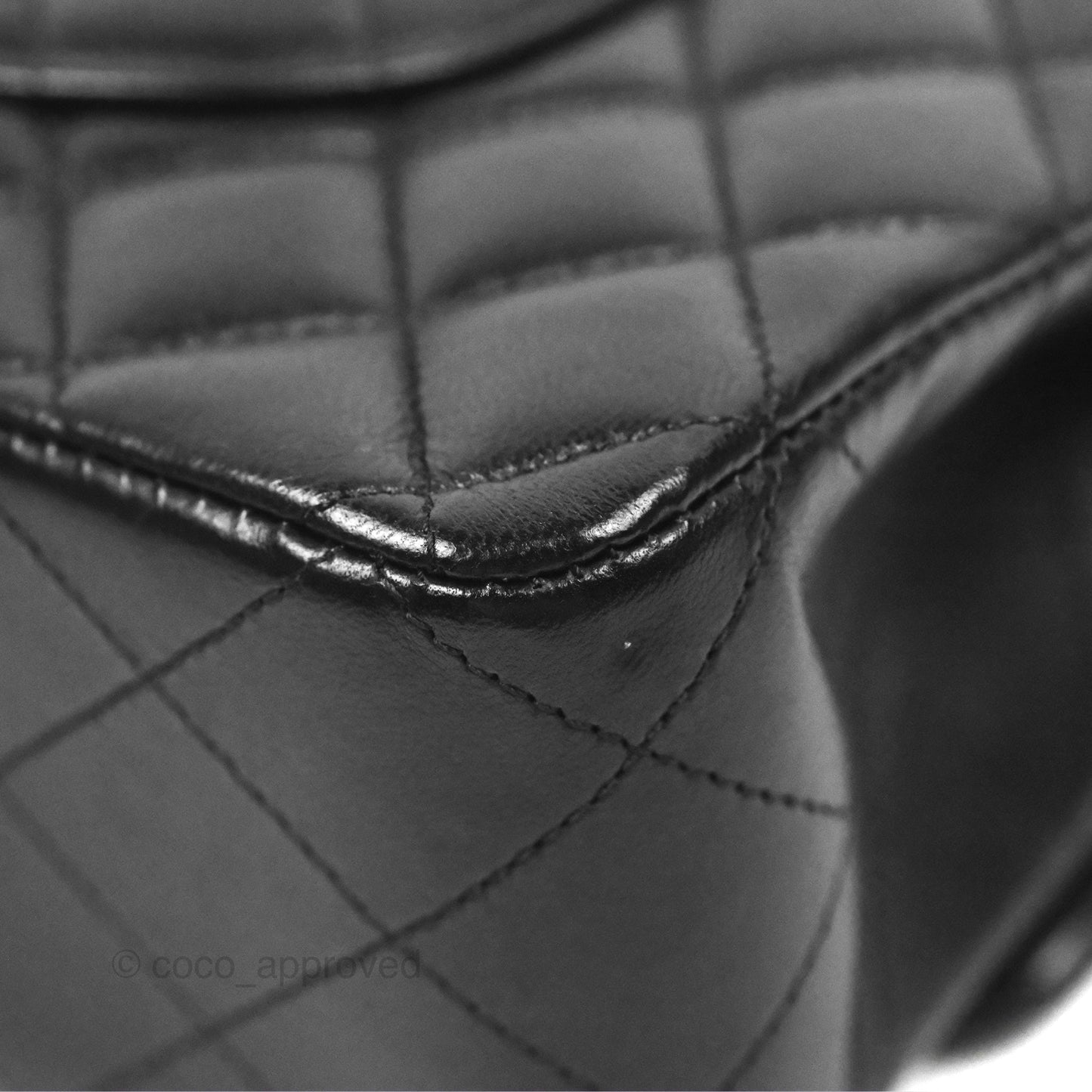 Chanel Classic M/L Medium Flap Quilted Black Lambskin Silver Hardware