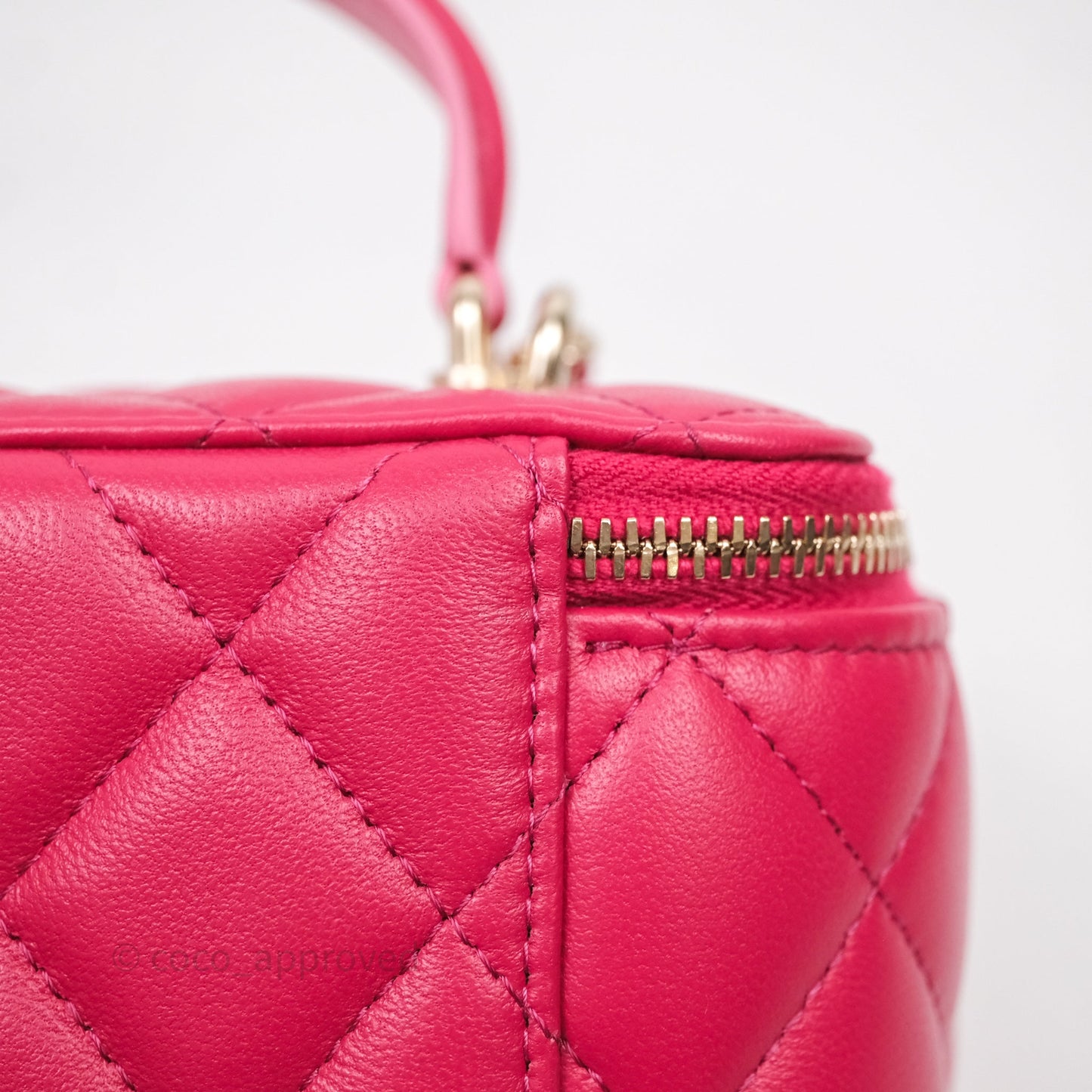 Chanel Vanity Rectangular Top Handle Pink Lambskin Gold Hardware