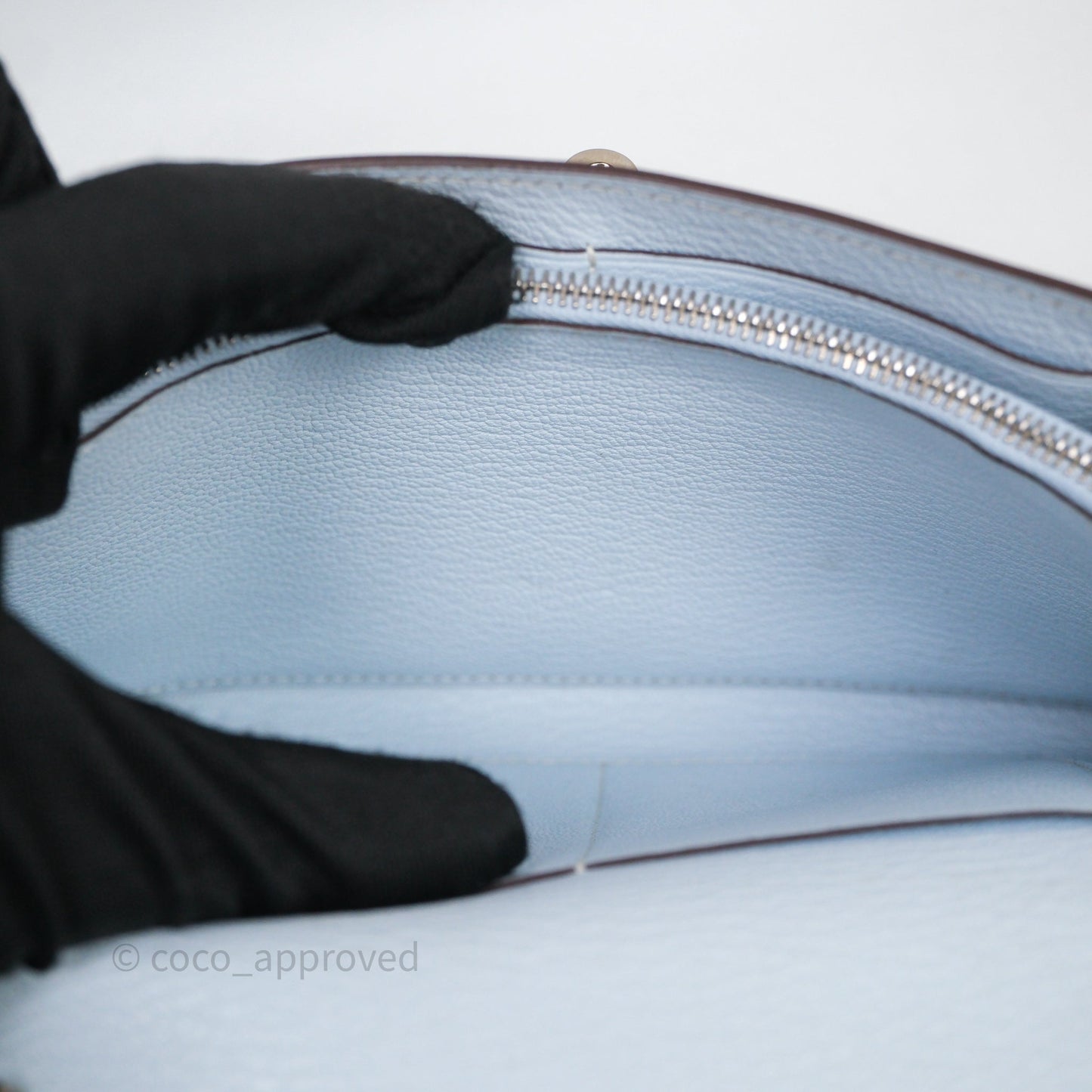 Hermès Kelly To Go Bleu Brume T0 Chèvre Mysore Palladium Hardware