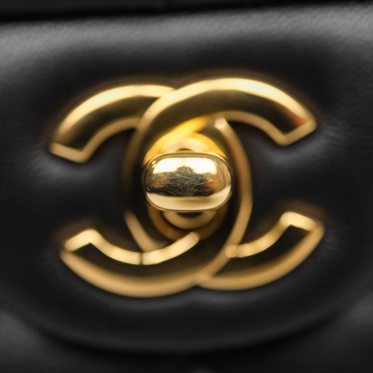Chanel Classic M/L Medium Flap Quilted Black Lambskin Gold Hardware