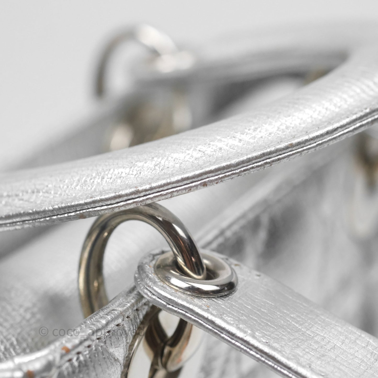 Christian Dior Small Lady Dior My ABCDior Silver Metallic Grained Calfskin Cannage