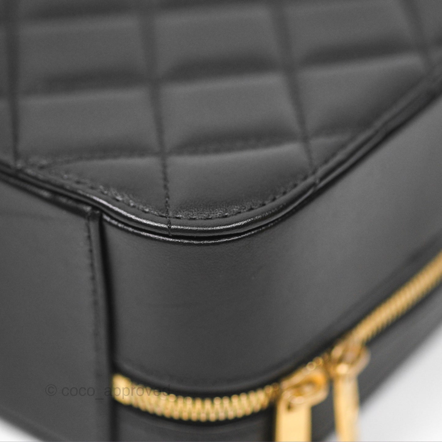 Chanel Top Handle Vanity Case Black Lambskin Aged Gold Hardware 22A