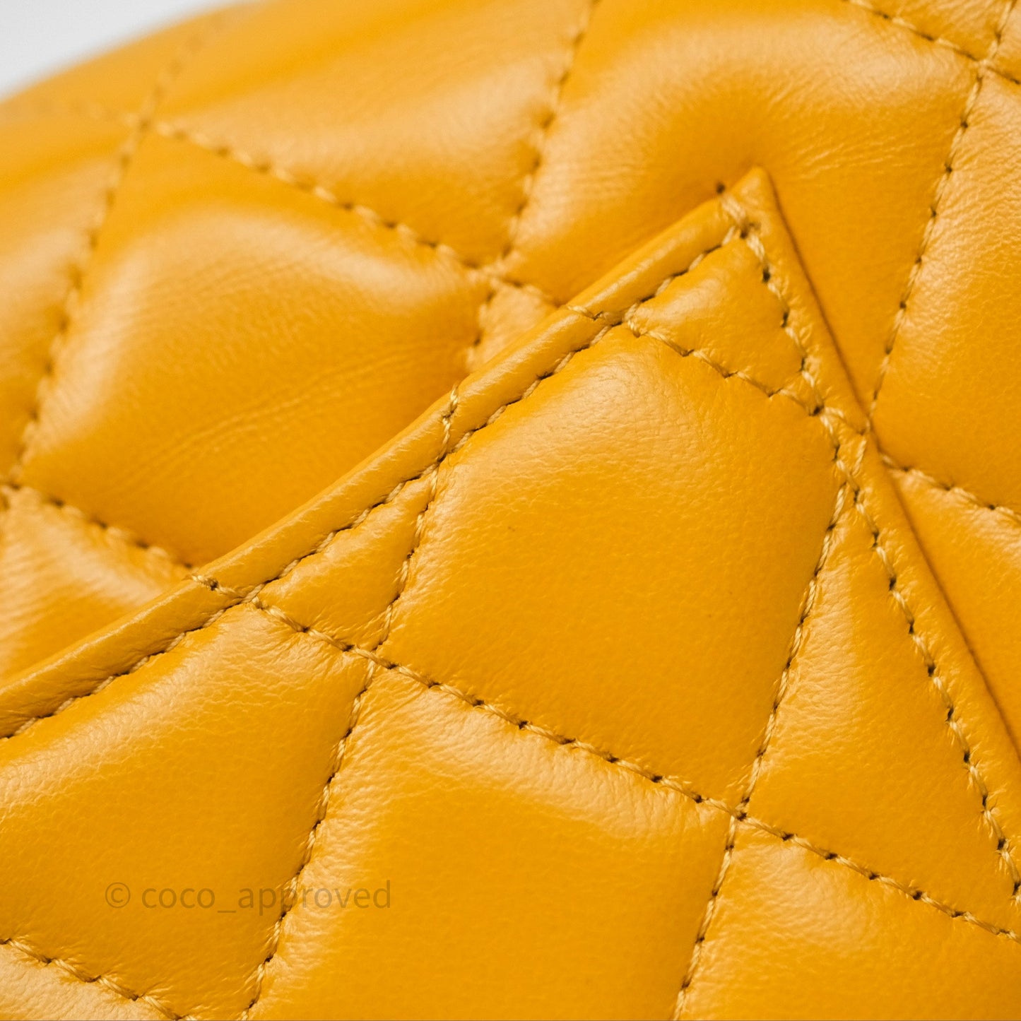 Chanel Quilted Classic Chain Around WOC Yellow Lambskin Aged Gold Hardware
