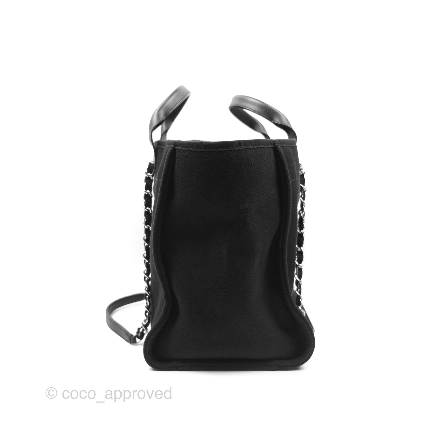 Chanel Medium Deauville Black Canvas Imitation Pearl