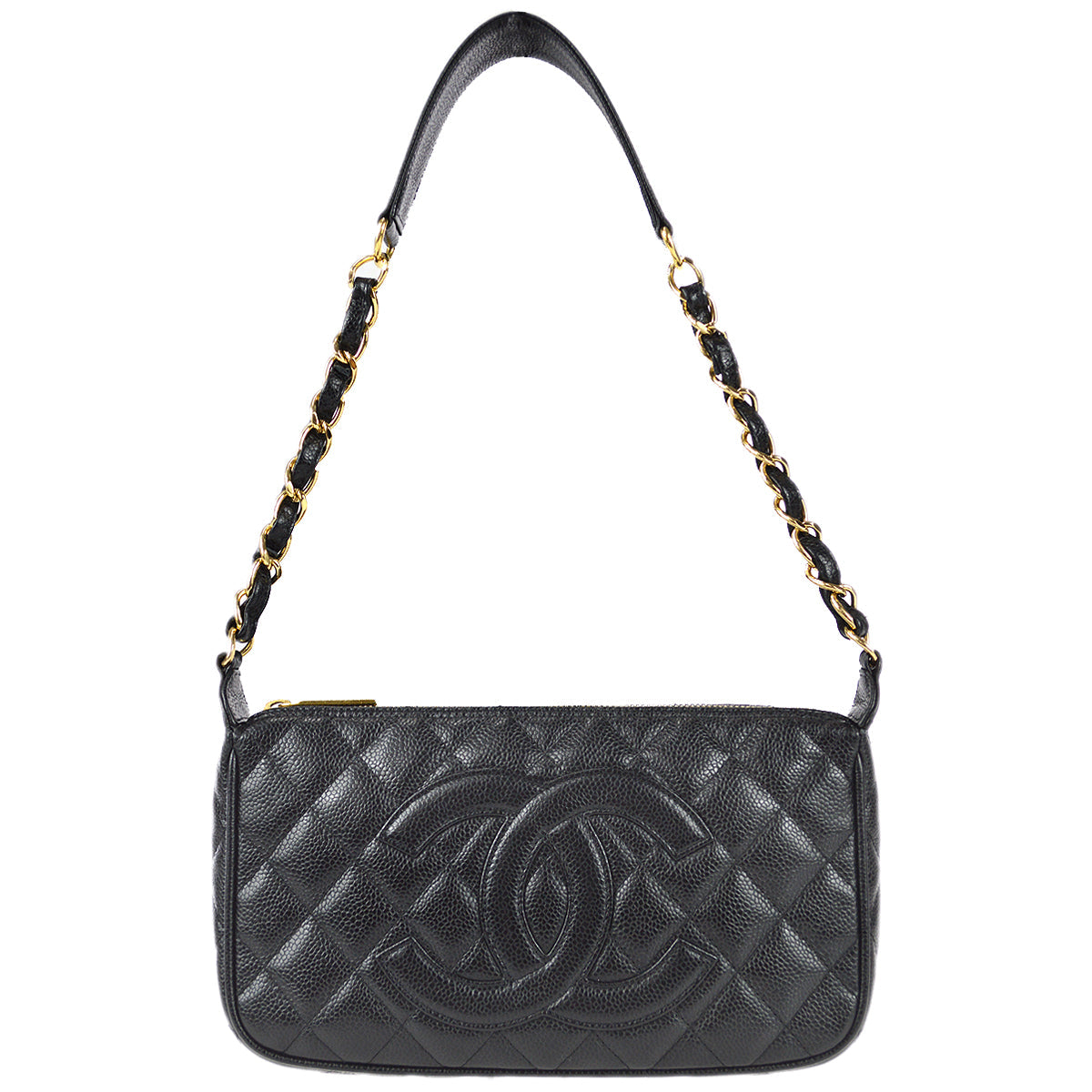 Luxury Chanel 2005-2006 Black Caviar Shoulder Bag