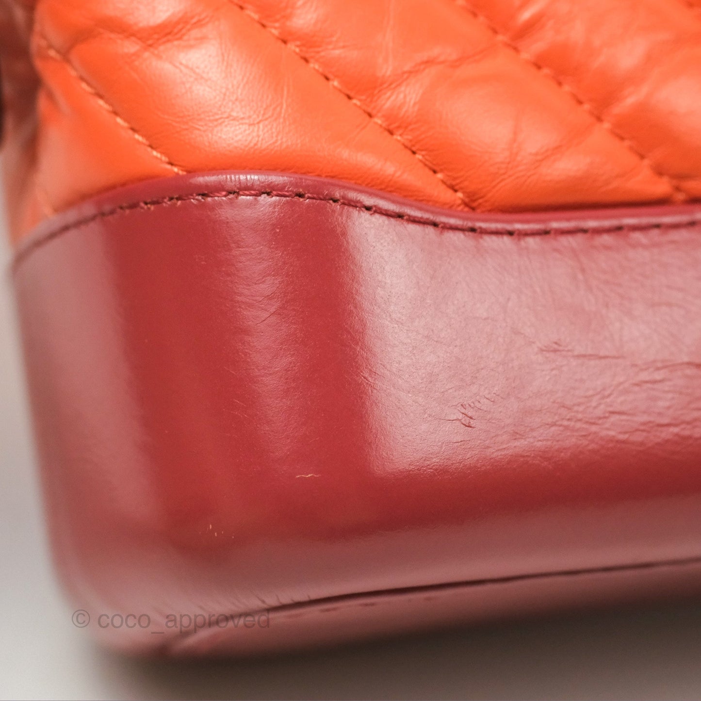 Chanel Small Gabrielle Hobo Chevron Orange Red Aged Calfskin