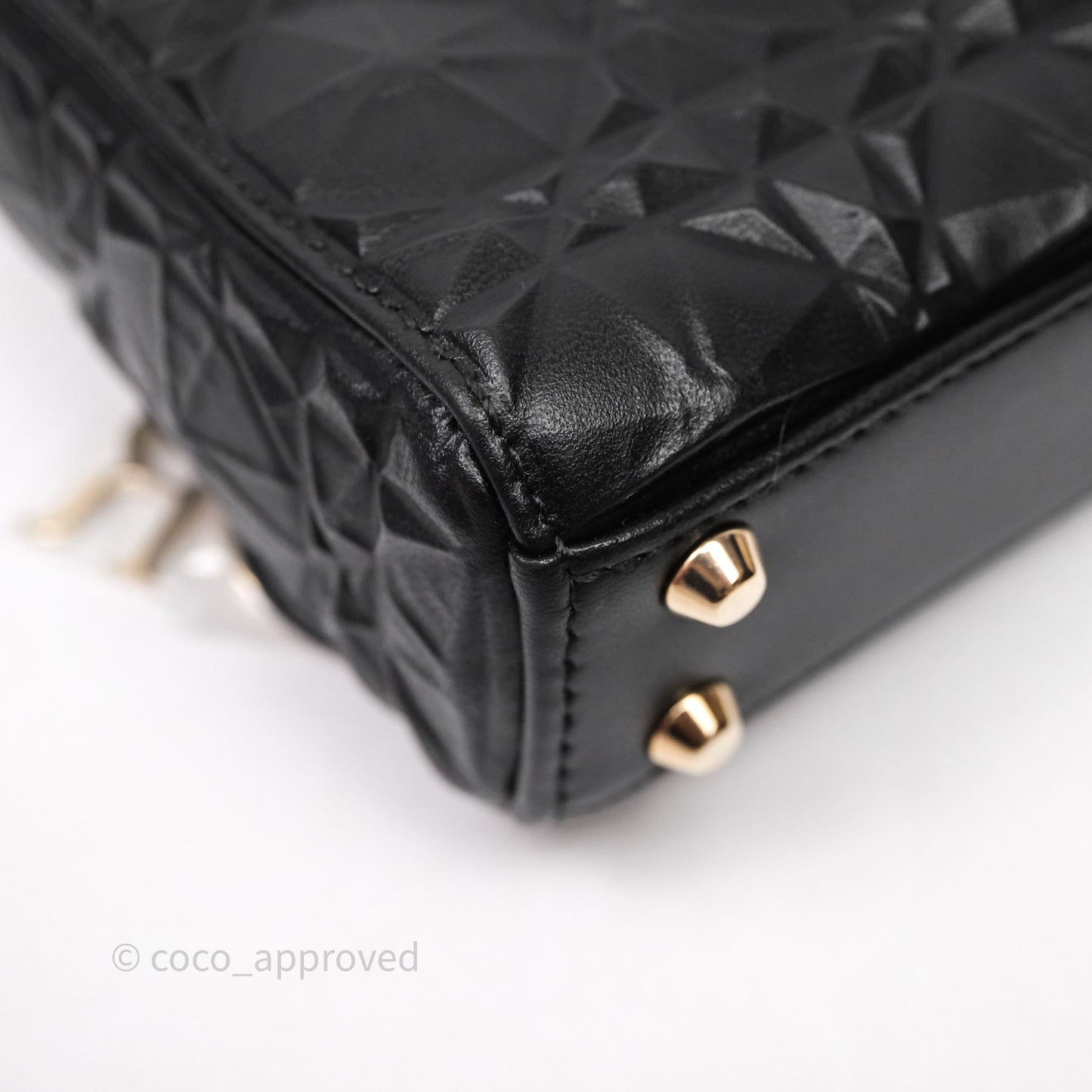 Dior Mirco Lady Dior Black Cannage Calfskin with Diamond Motif Gold Hardware