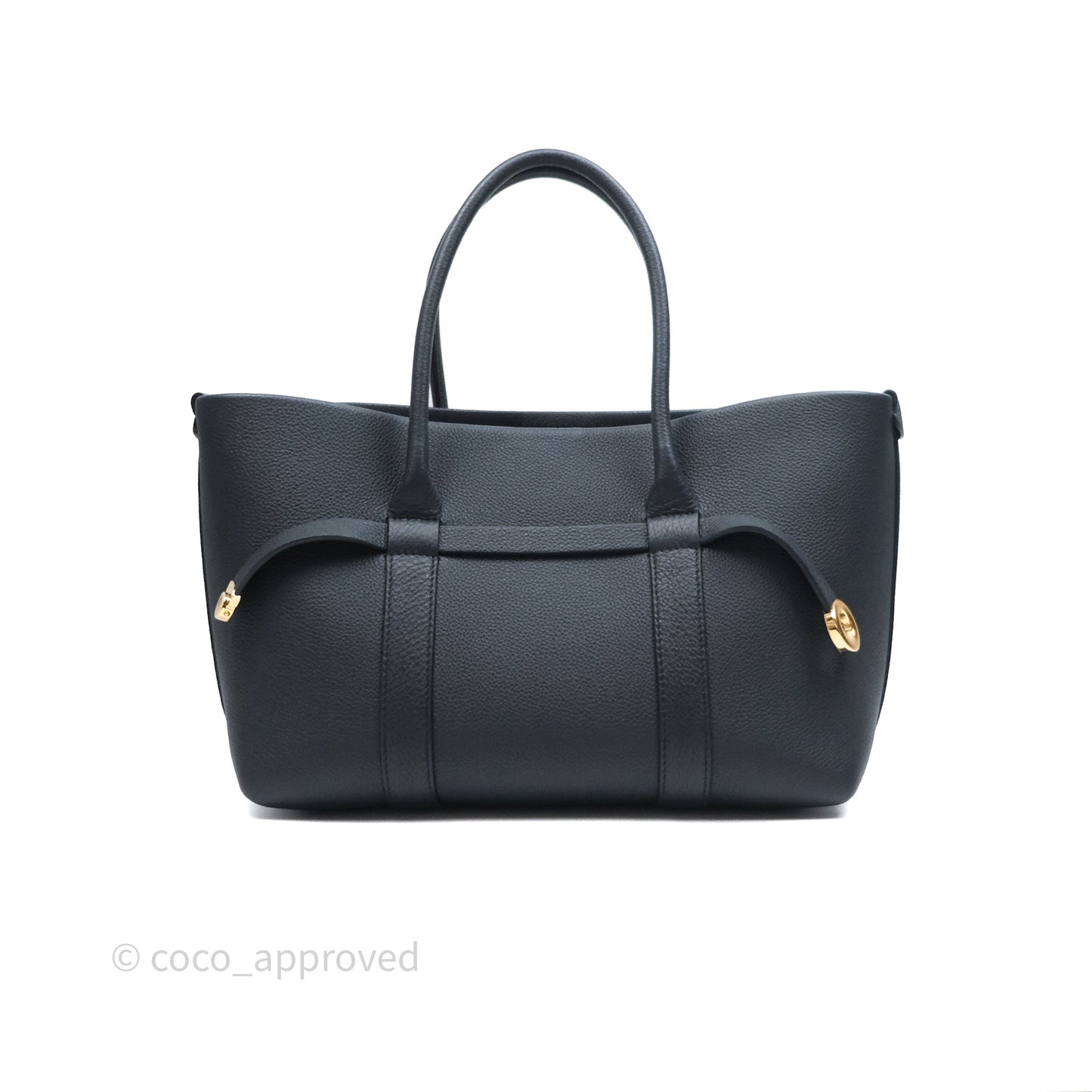 Loro Piana Ghiera Shopper Small Blue Navy Calfskin Sun Gold Hardware
