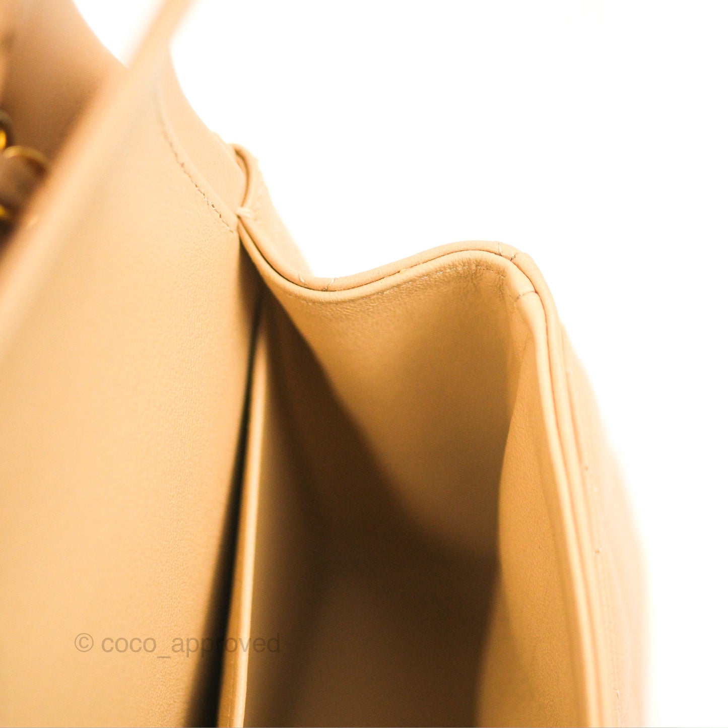Chanel Classic M/L Medium Flap Quilted Beige Lambskin Gold Hardware