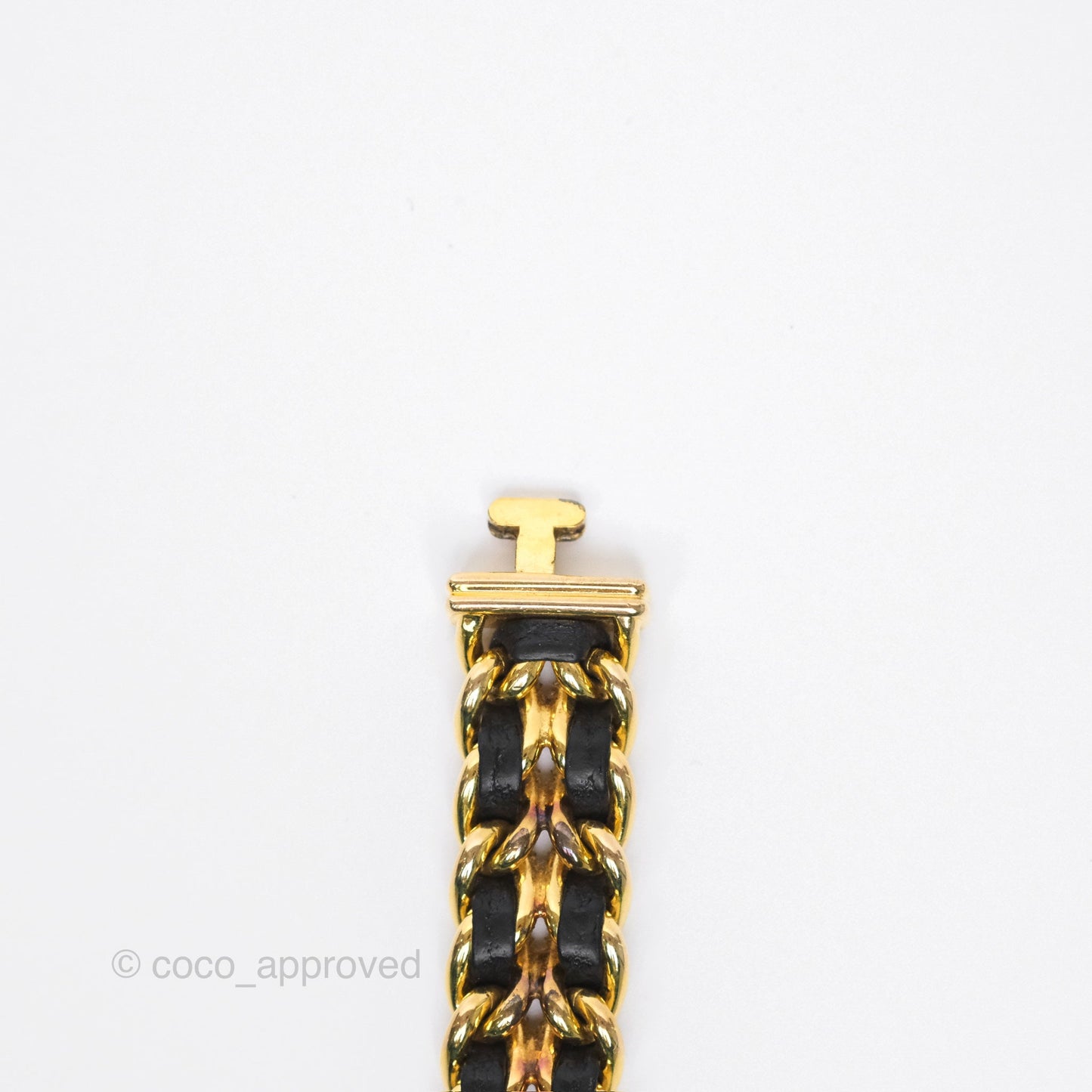 Chanel Vintage Première Watch Black Leather Gold Plated Size L
