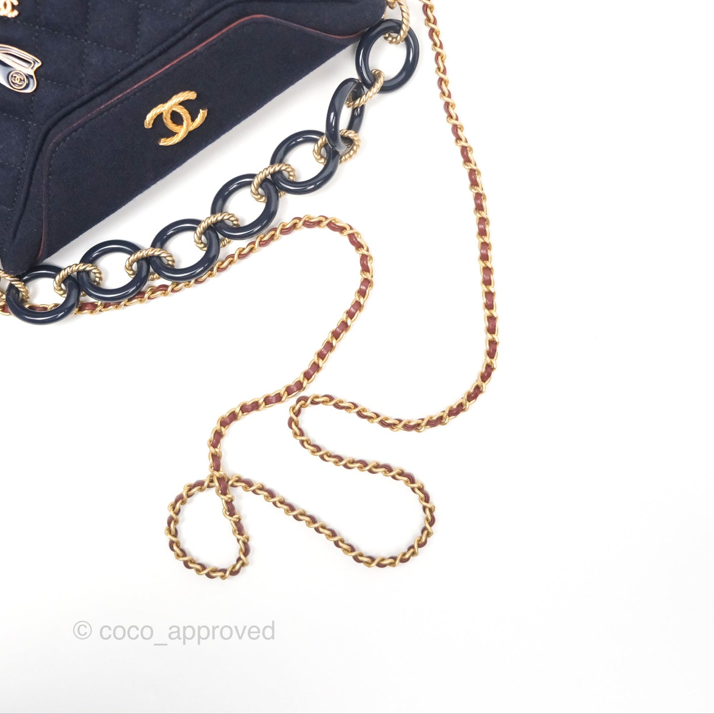 Chanel Paris Hamburg Charms Bucket Bag Navy Wool Lambskin