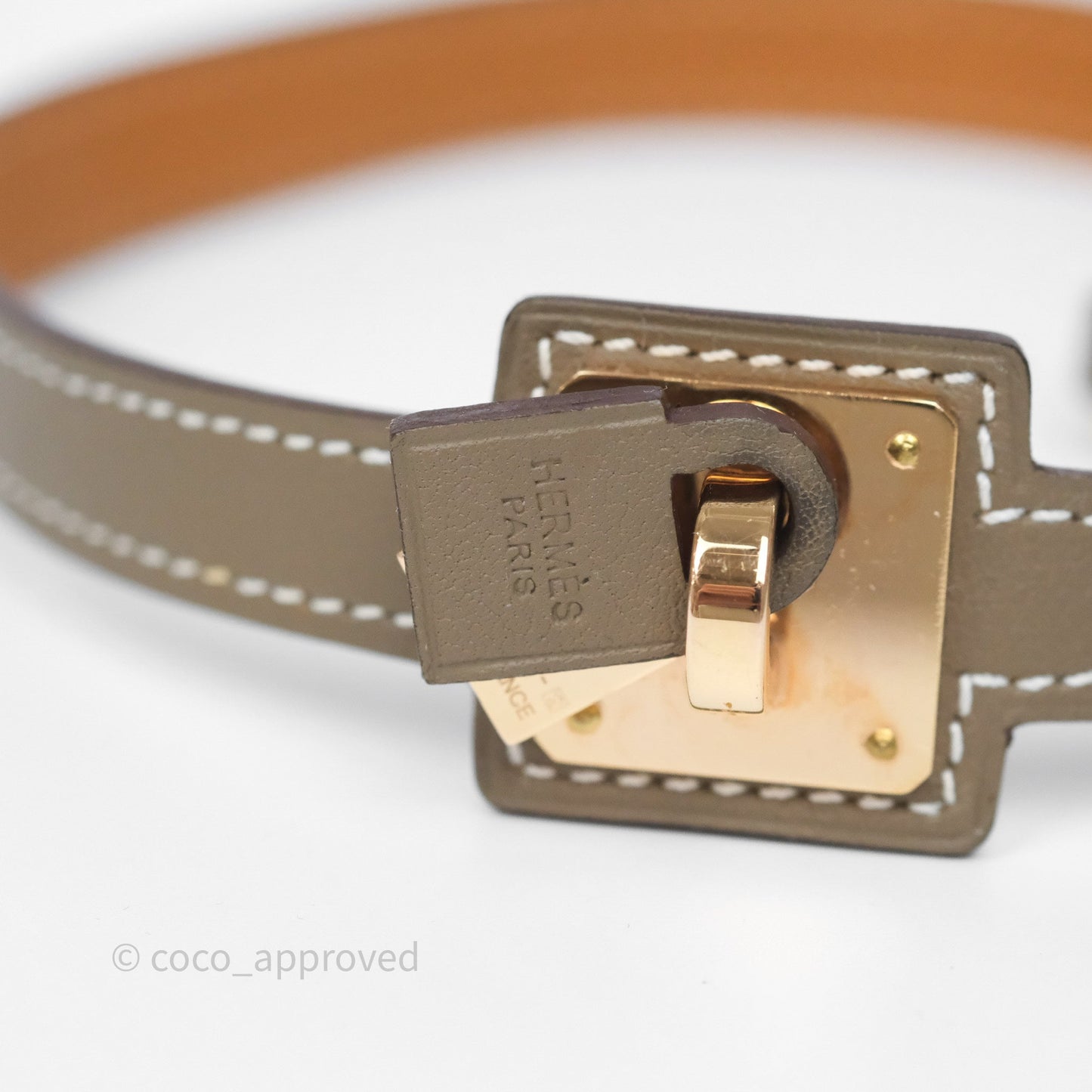 Hermès O'Kelly Double Tour Bracelet Etoupe 18 Swift Rose Gold Hardware