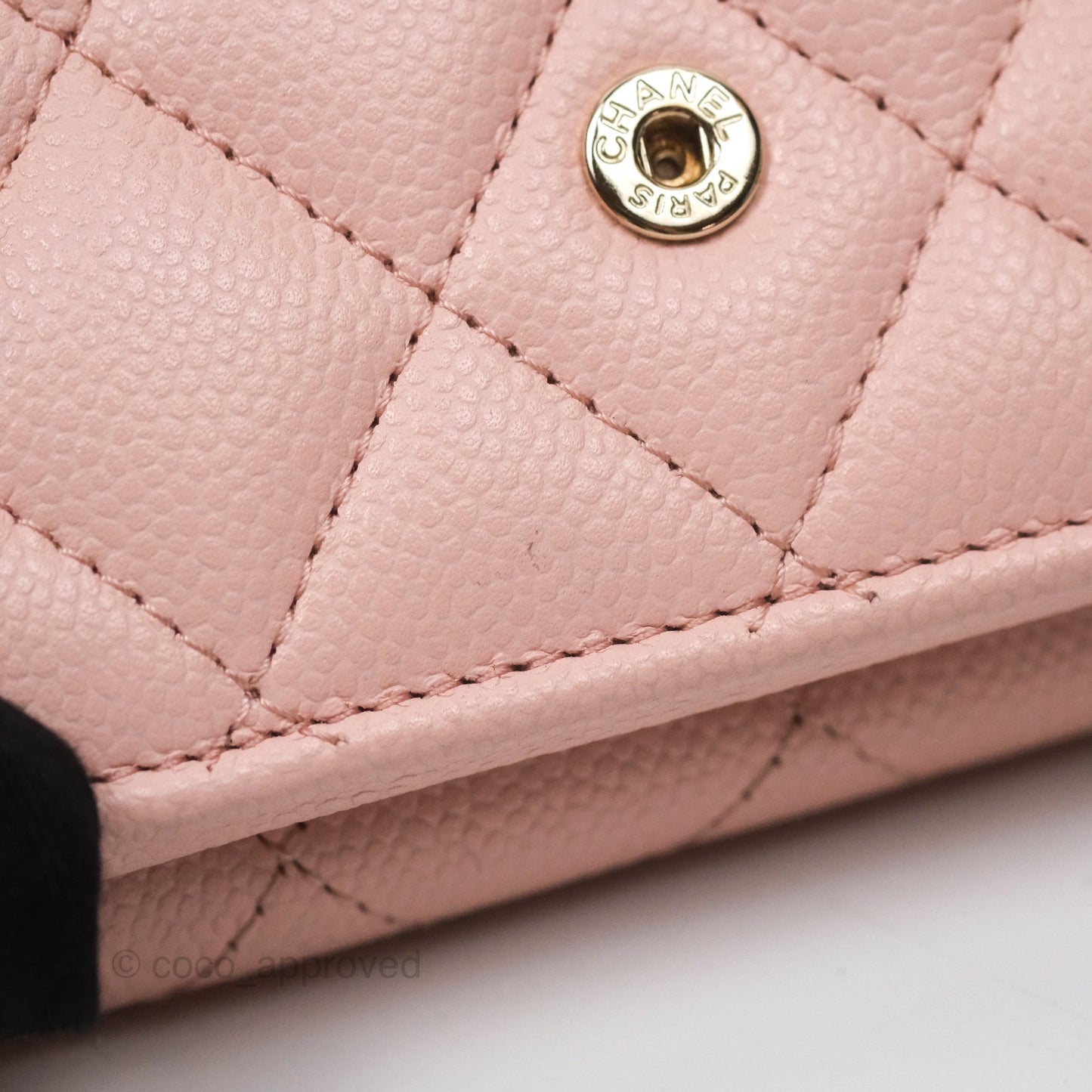 Chanel Quilted Small Classic Flap Trifold Wallet Pink Caviar Gold Hardware