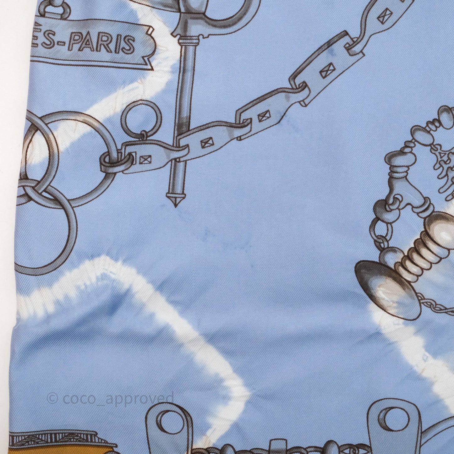 Hermès Mors et Gourmettes Scarf Light Blue