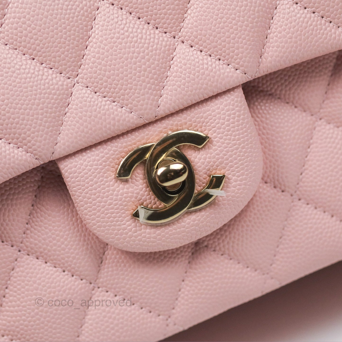 Chanel Medium Classic Flap Quilted Pink Caviar Gold Hardware