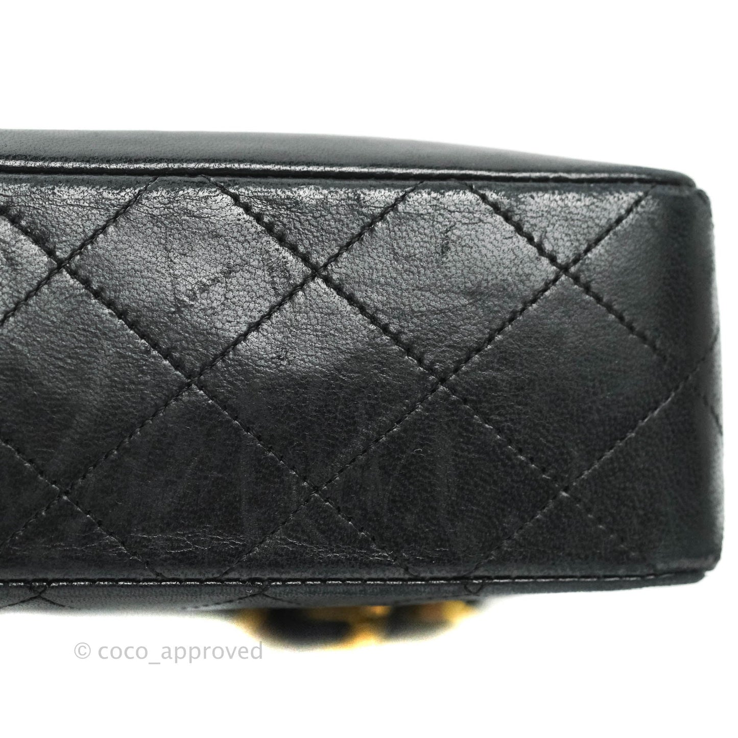 Chanel Vintage Flap Bag with Purse Pouch Black Lambskin 24K Gold Hardware
