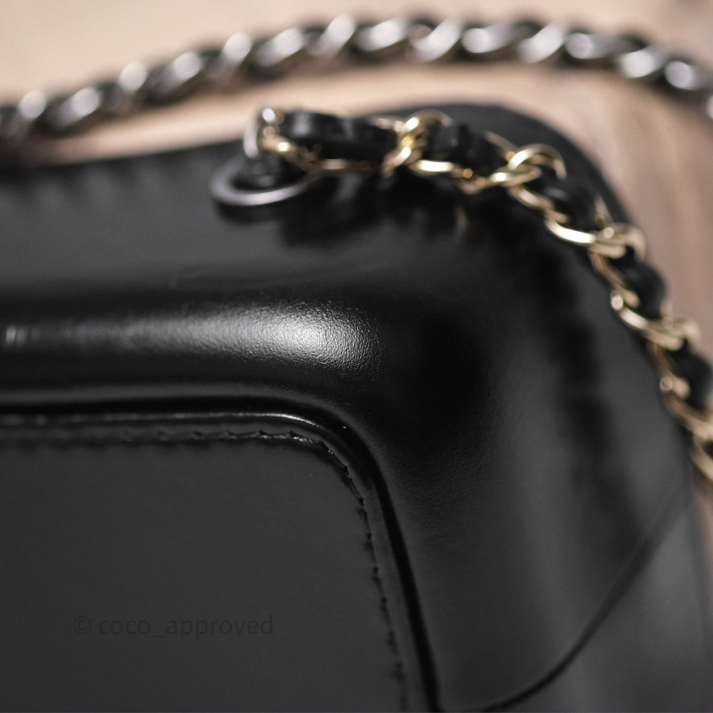 Chanel Small Gabrielle Backpack Beige Black Aged Calfskin