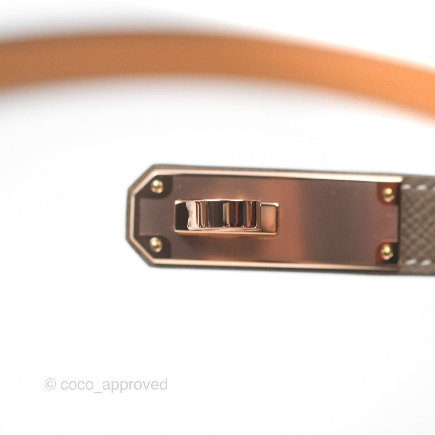 Hermès Epsom Kelly Buckle Belt Etoupe 18 Rose Gold Hardware
